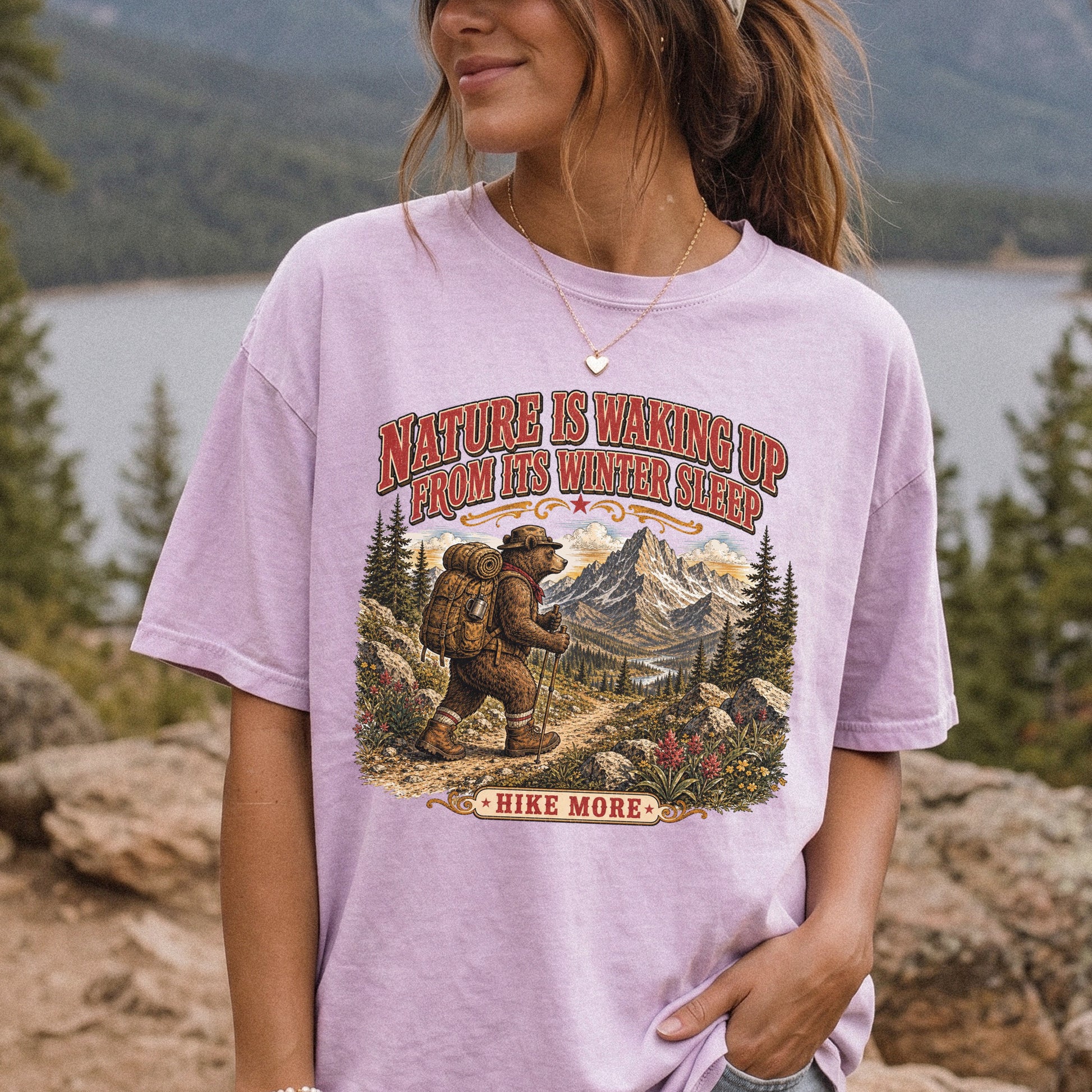 Nature Is Waking Up Hike More Comfort Colors Shirt – Bear Hiking Tee