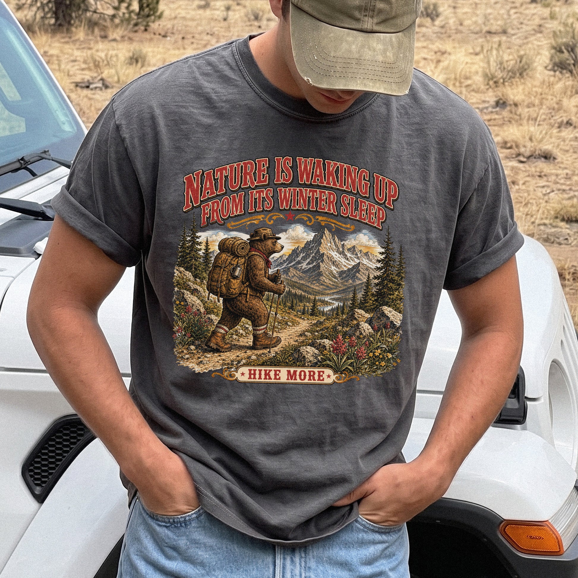 Nature Is Waking Up Hike More Comfort Colors Shirt – Bear Hiking Tee