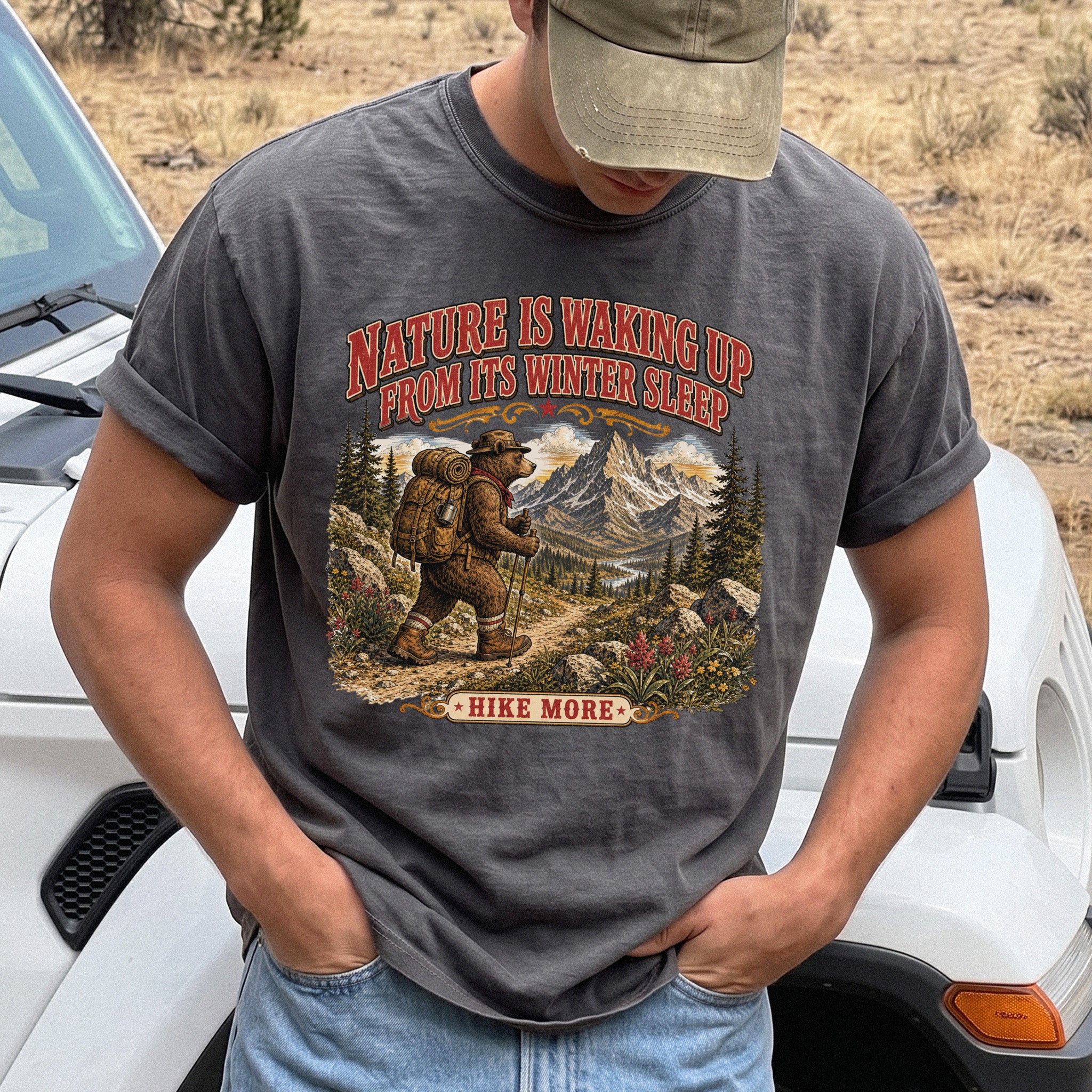 Nature Is Waking Up Hike More Comfort Colors Shirt – Bear Hiking Tee