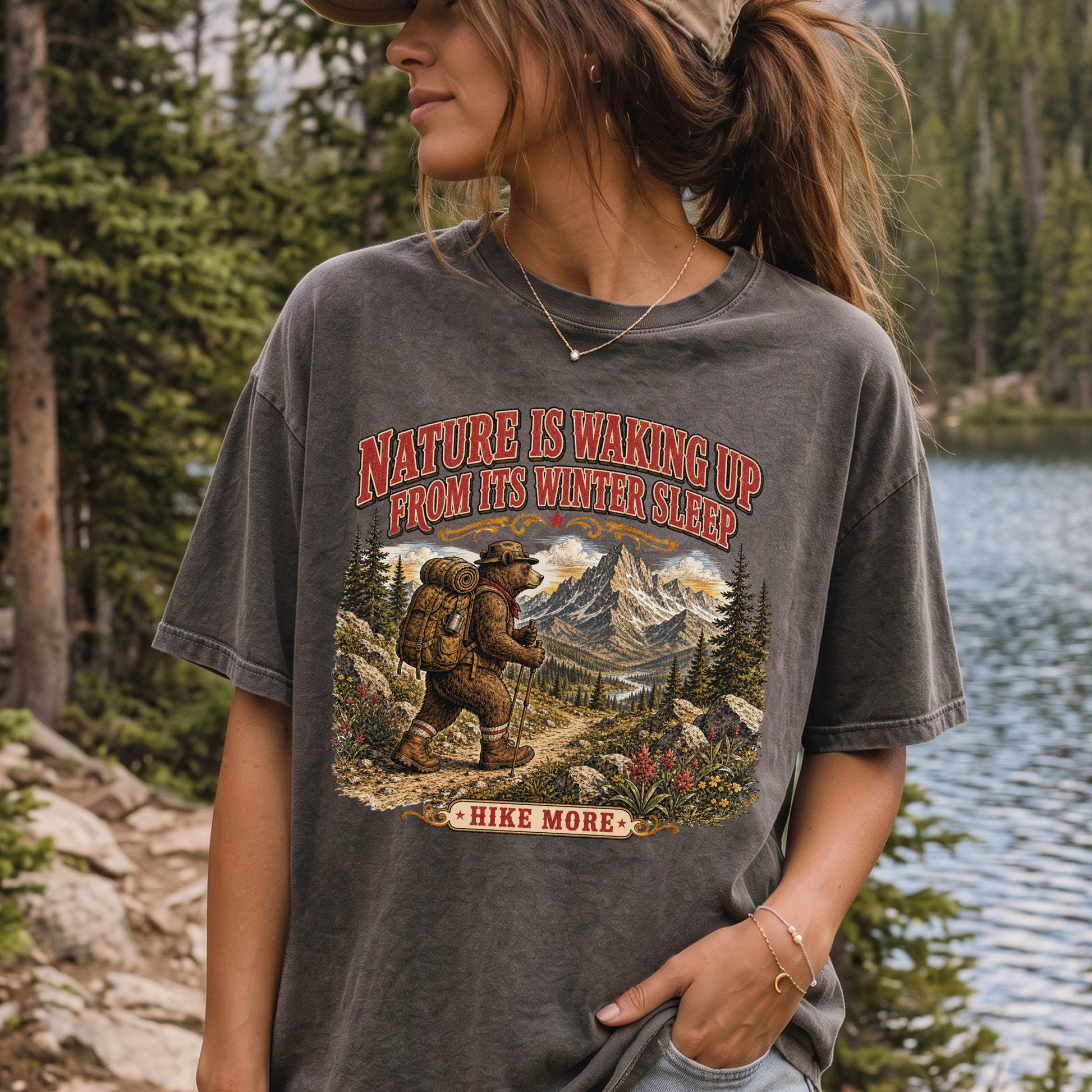 Nature Is Waking Up Hike More Comfort Colors Shirt – Bear Hiking Tee