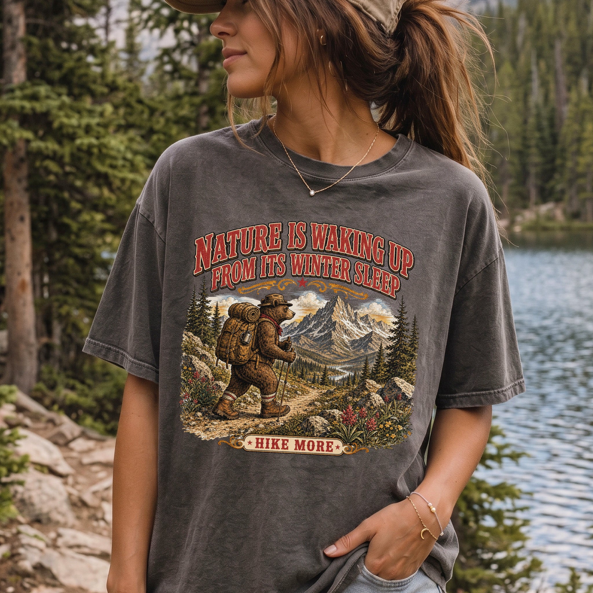 Nature Is Waking Up Hike More Comfort Colors Shirt – Bear Hiking Tee