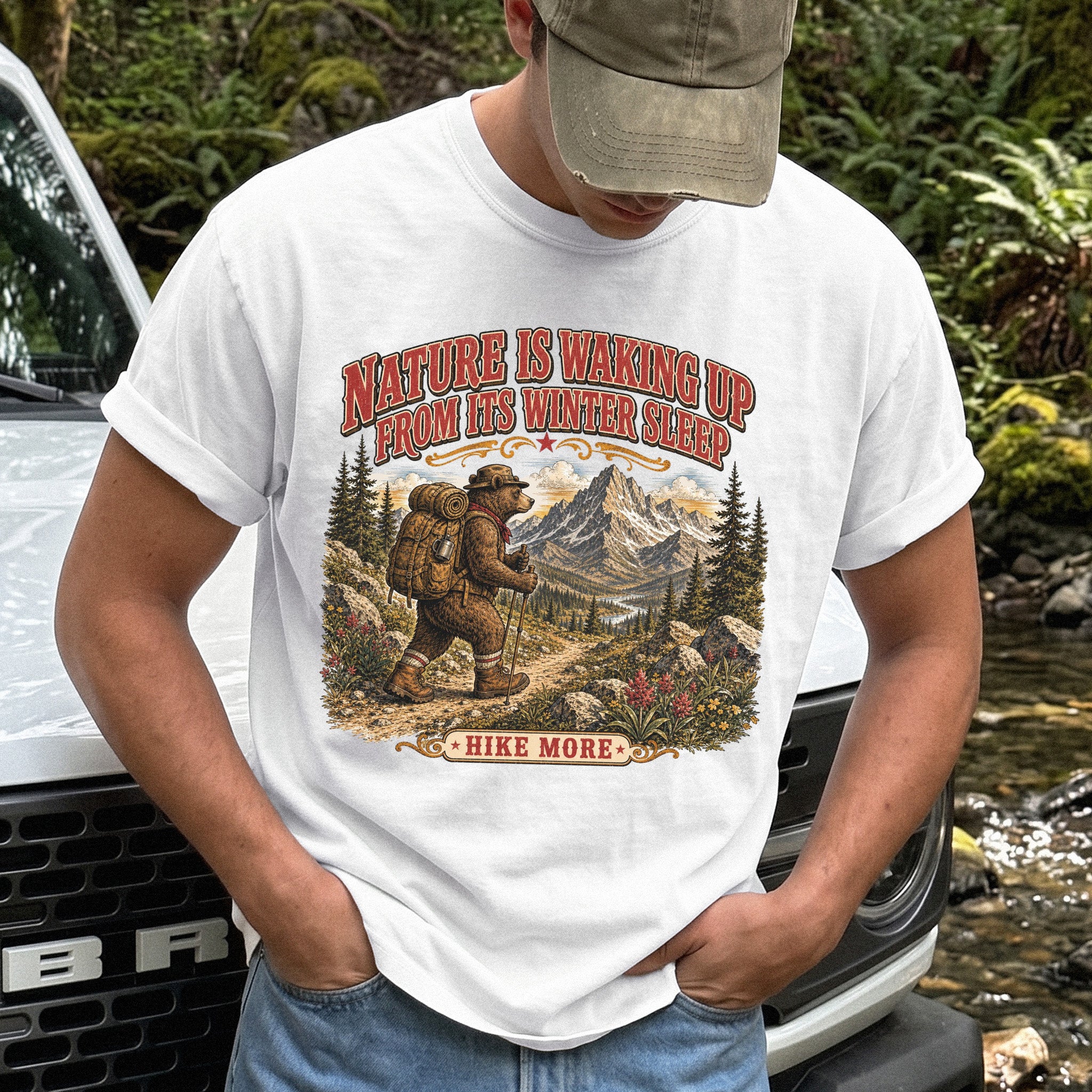 Nature Is Waking Up Hike More Comfort Colors Shirt – Bear Hiking Tee