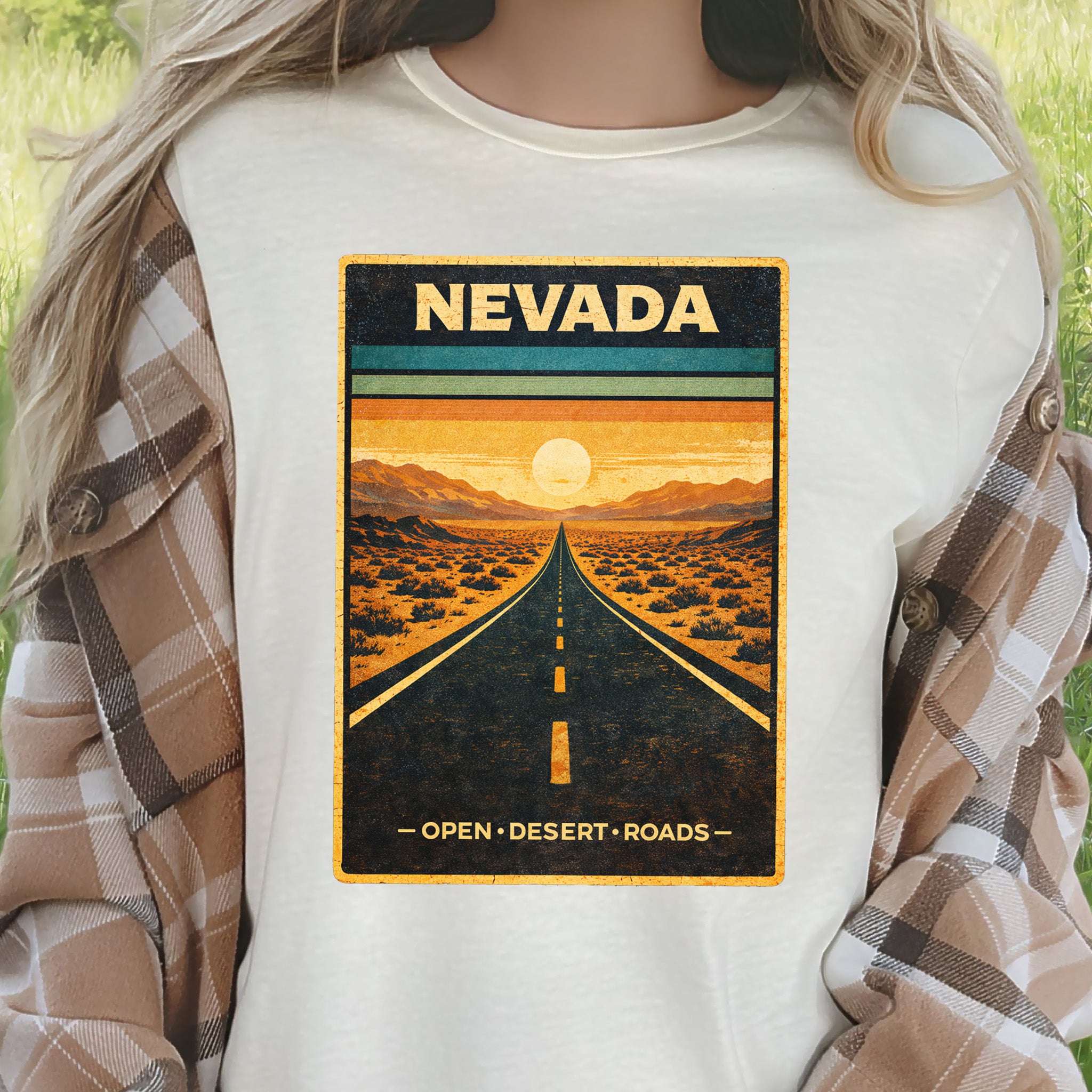 Nevada Open Desert Roads Retro Road Trip Adventure T-Shirt