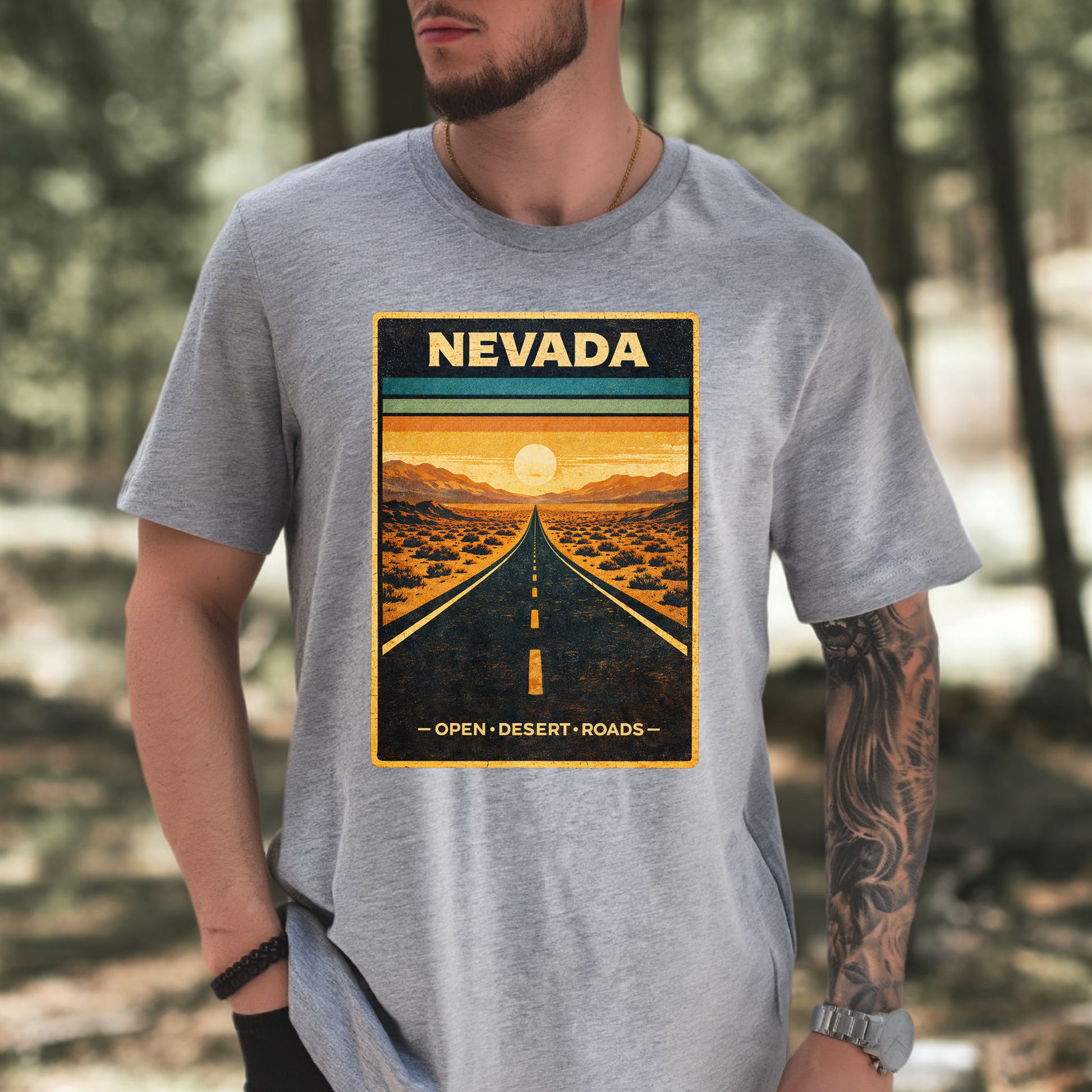 Nevada Open Desert Roads Retro Road Trip Adventure T-Shirt
