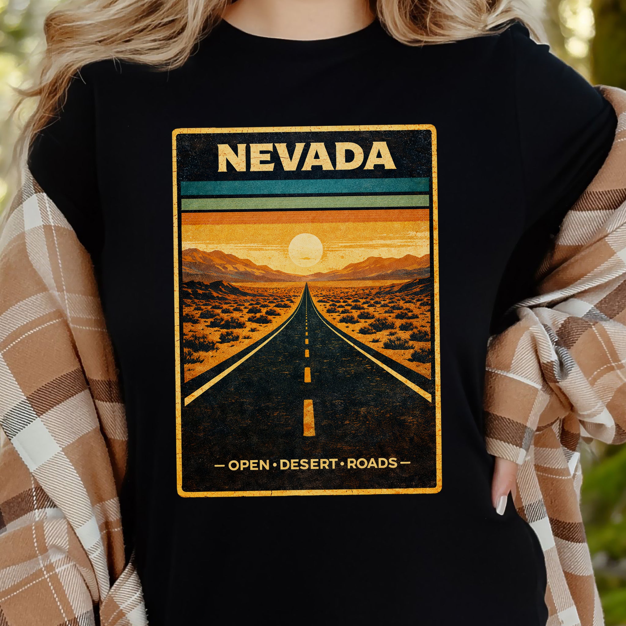 Nevada Open Desert Roads Retro Road Trip Adventure T-Shirt