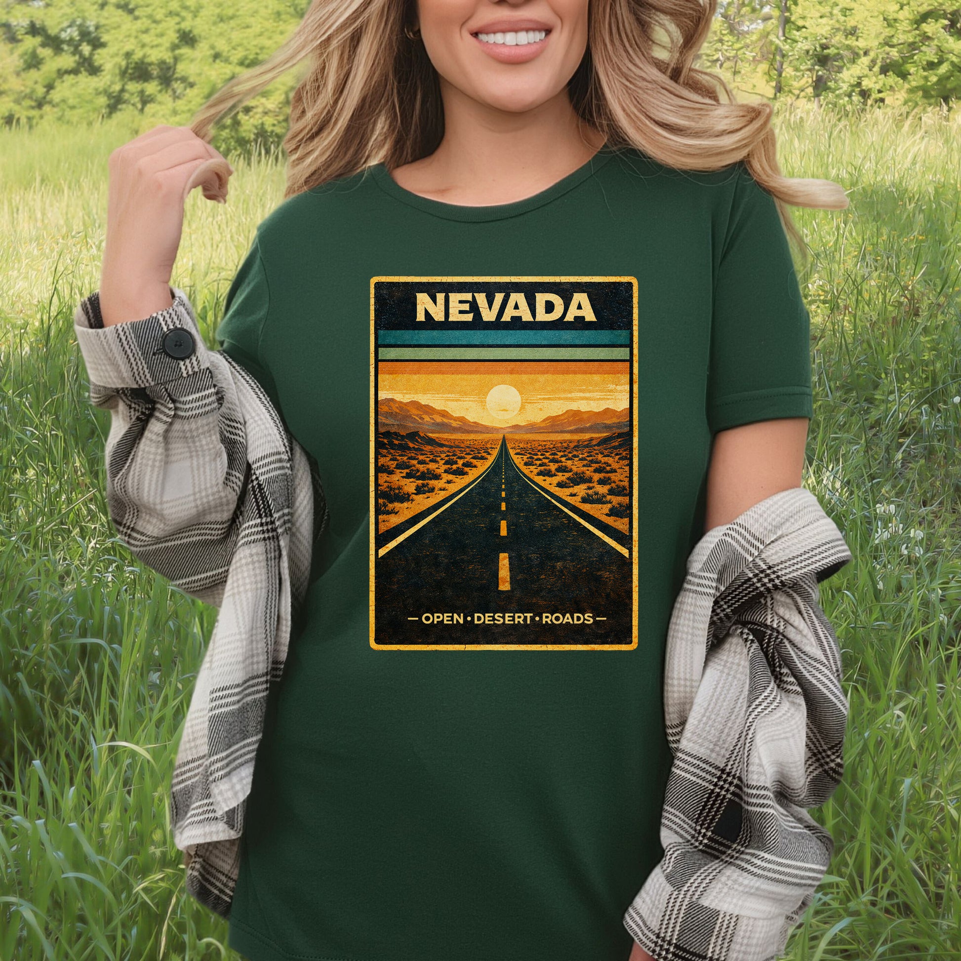 Nevada Open Desert Roads Retro Road Trip Adventure T-Shirt