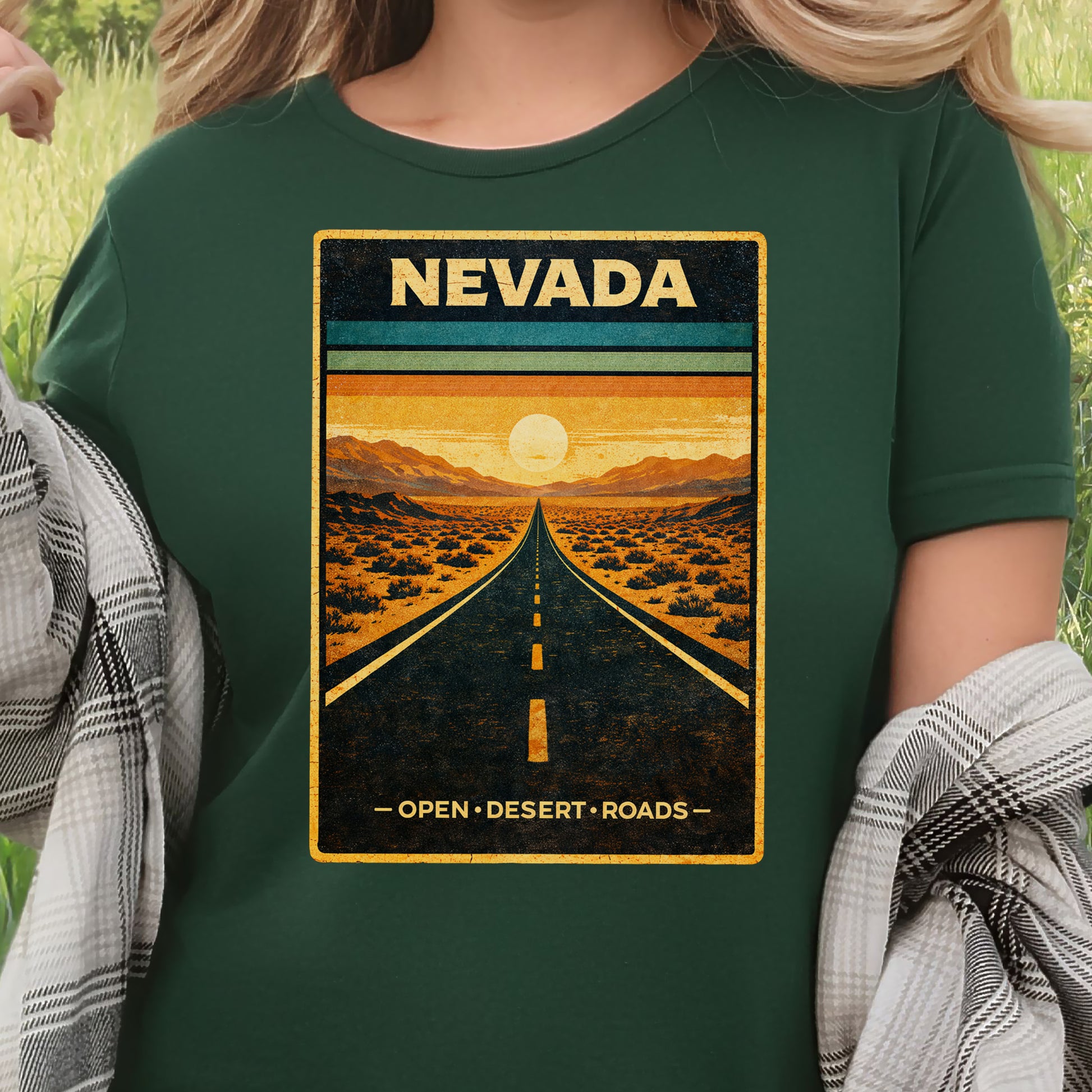 Nevada Open Desert Roads Retro Road Trip Adventure T-Shirt
