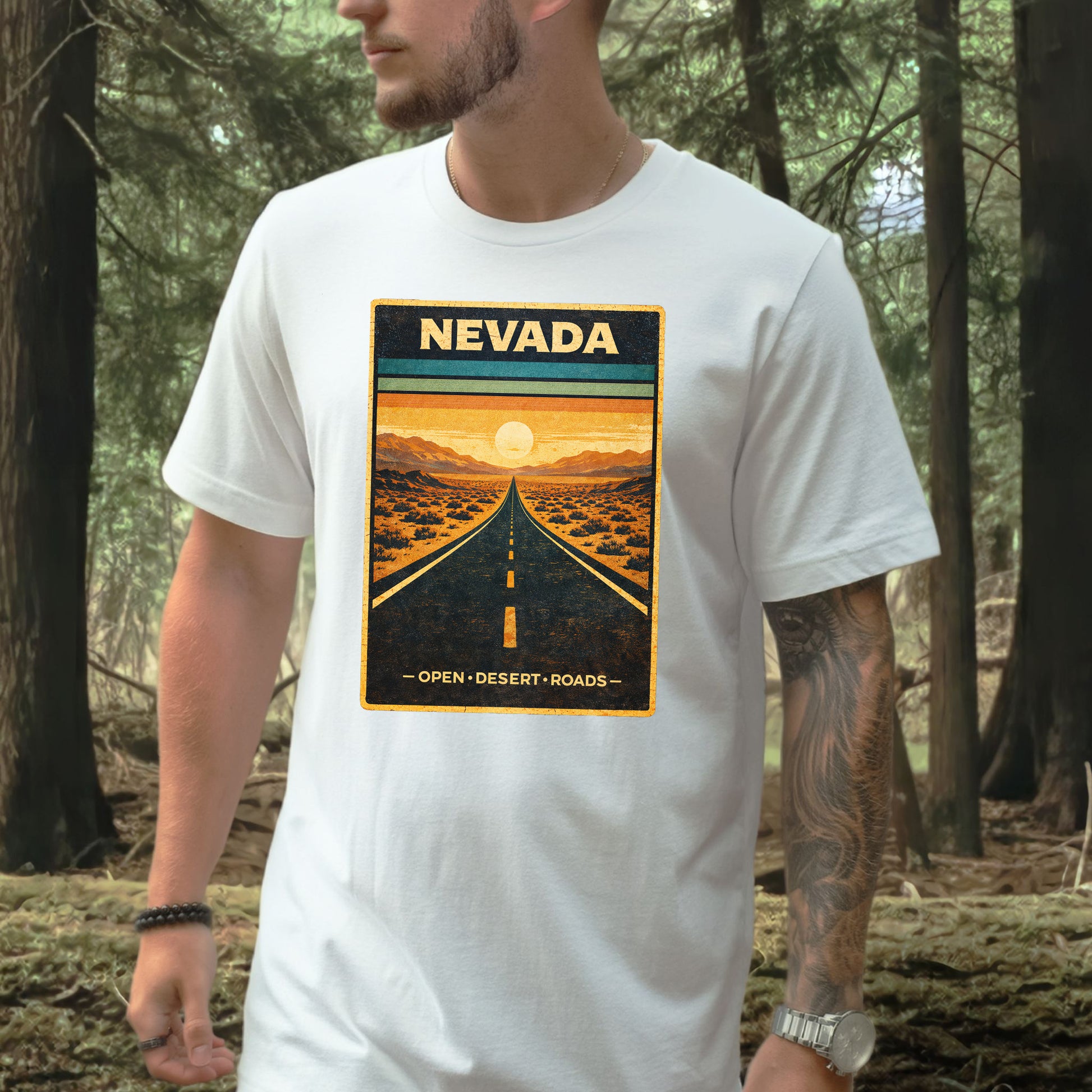 Nevada Open Desert Roads Retro Road Trip Adventure T-Shirt