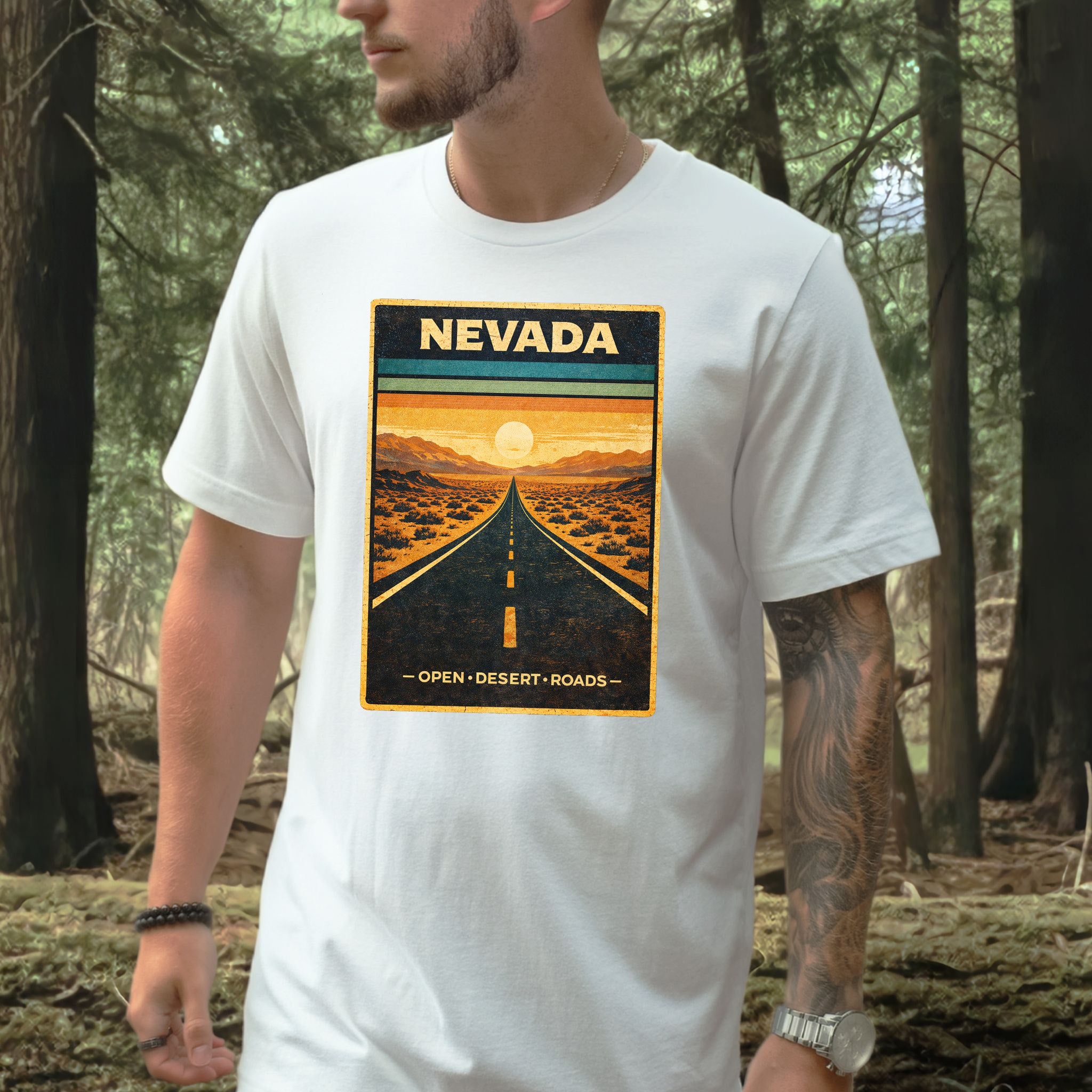 Nevada Open Desert Roads Retro Road Trip Adventure T-Shirt