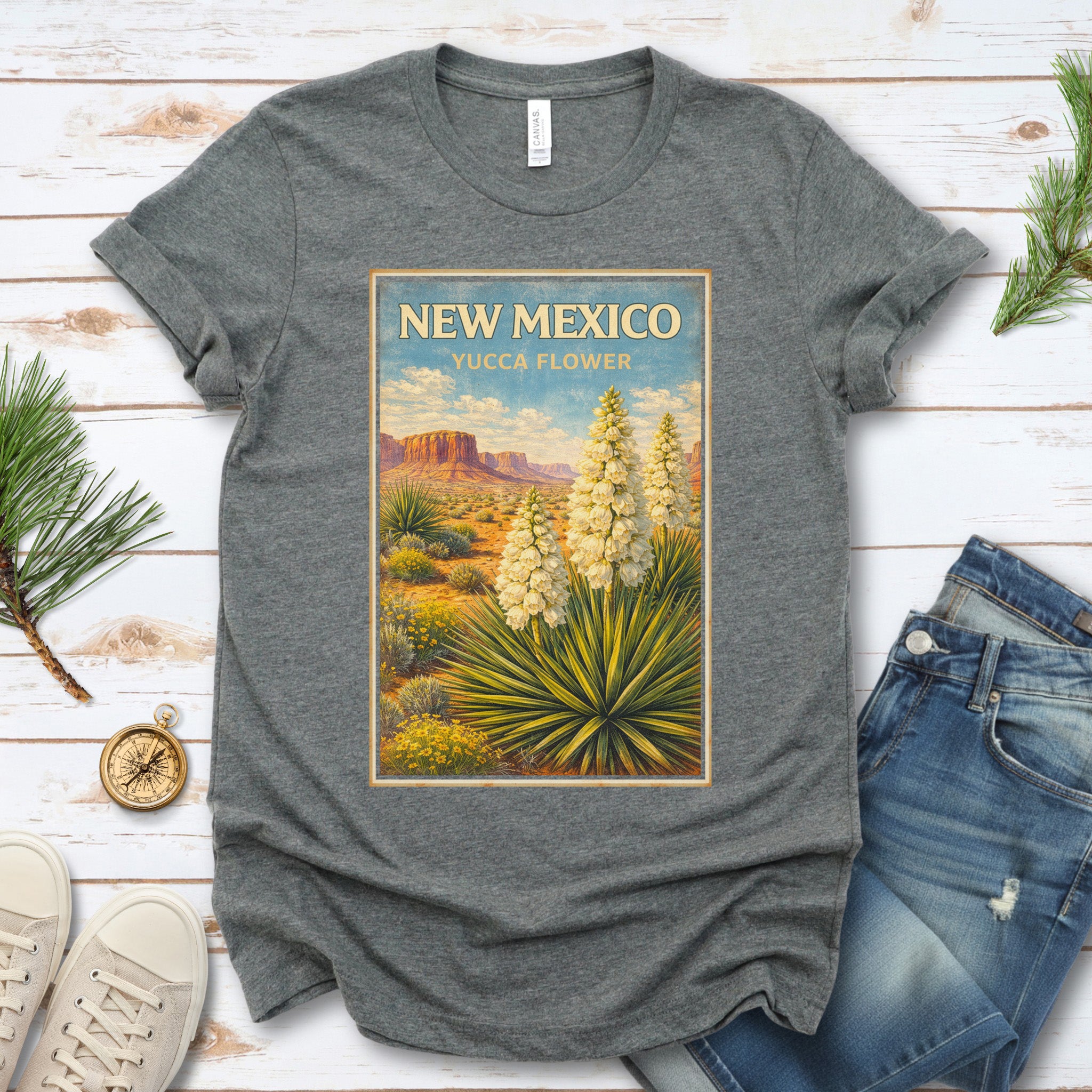 New Mexico Yucca Flower Desert Botanical Vintage Nature T-Shirt