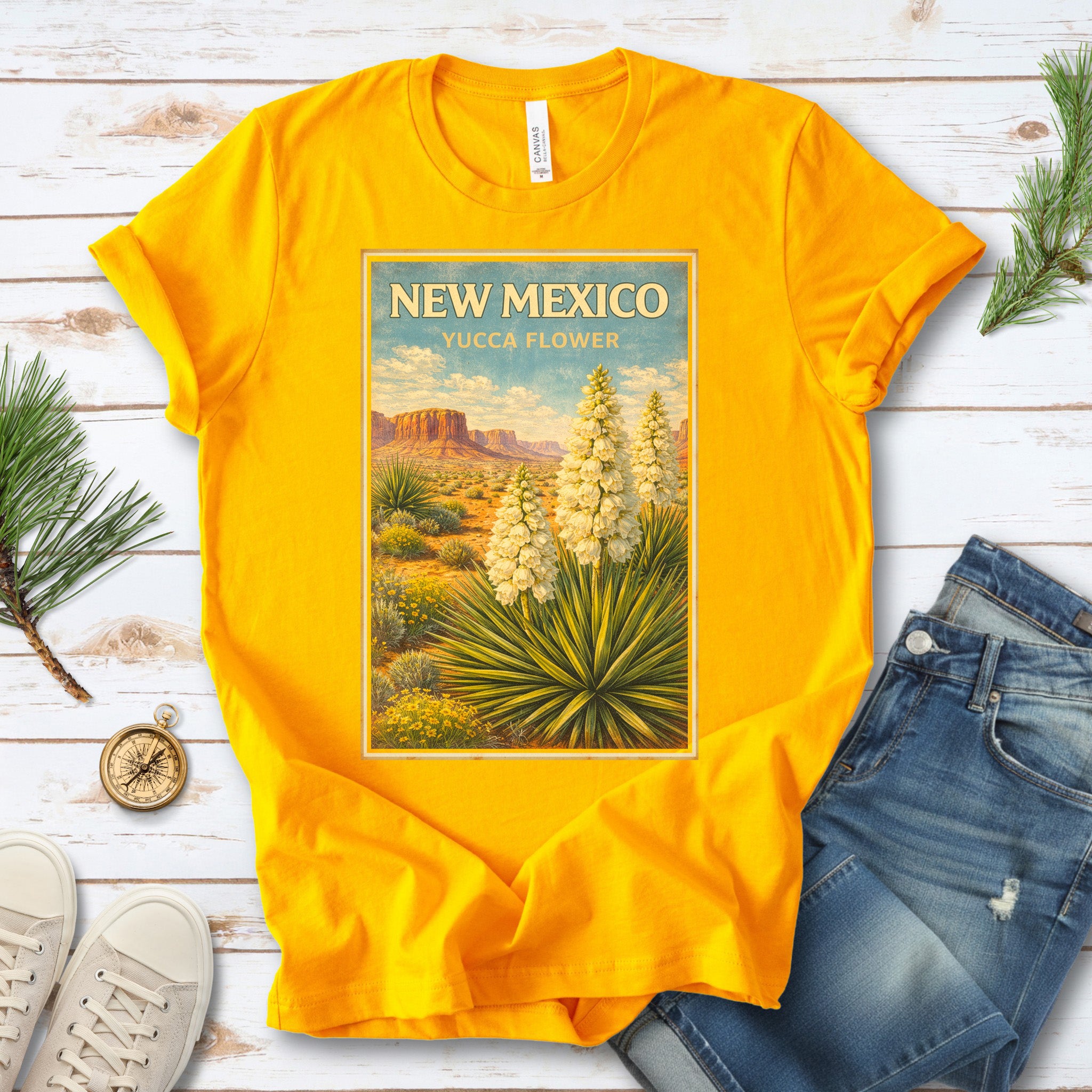 New Mexico Yucca Flower Desert Botanical Vintage Nature T-Shirt