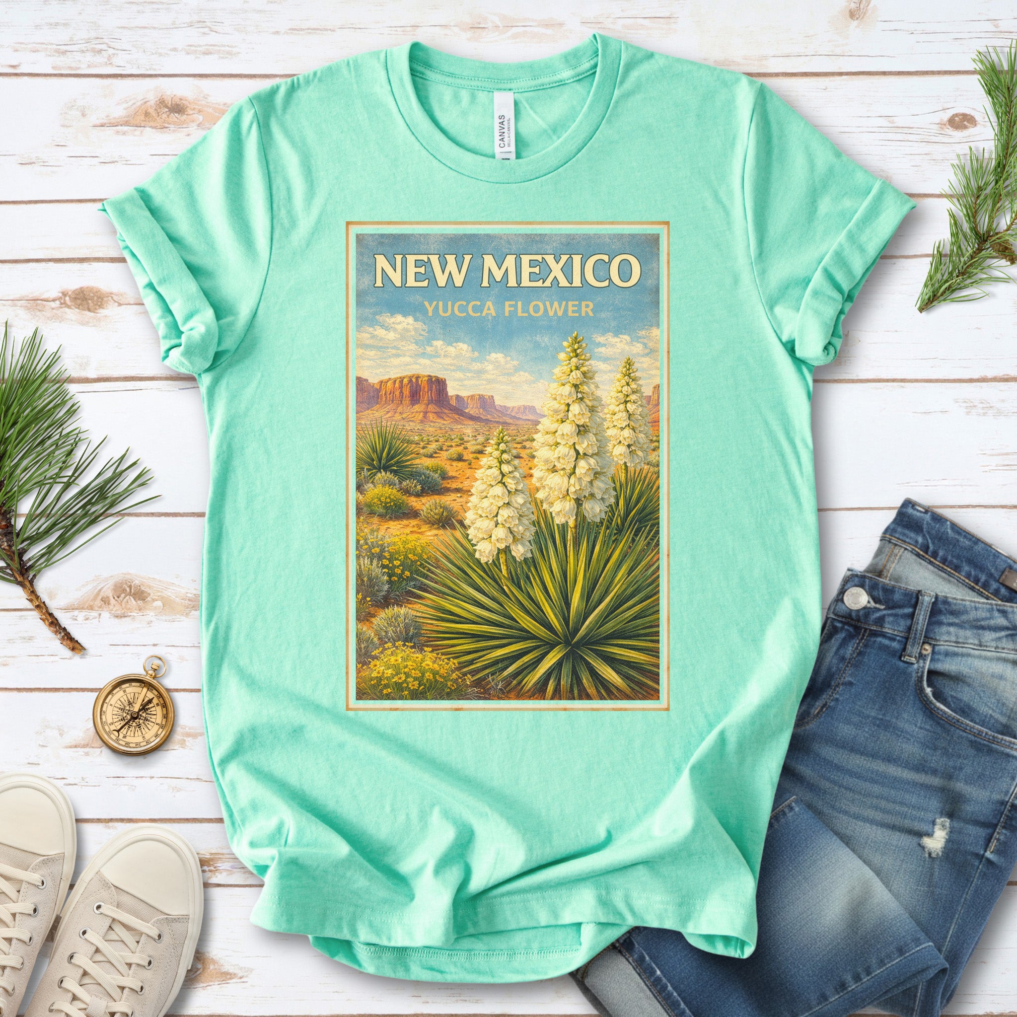 New Mexico Yucca Flower Desert Botanical Vintage Nature T-Shirt