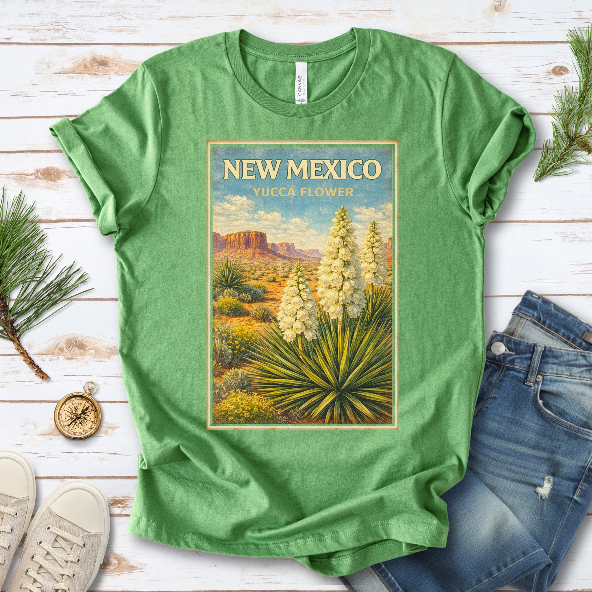 New Mexico Yucca Flower Desert Botanical Vintage Nature T-Shirt