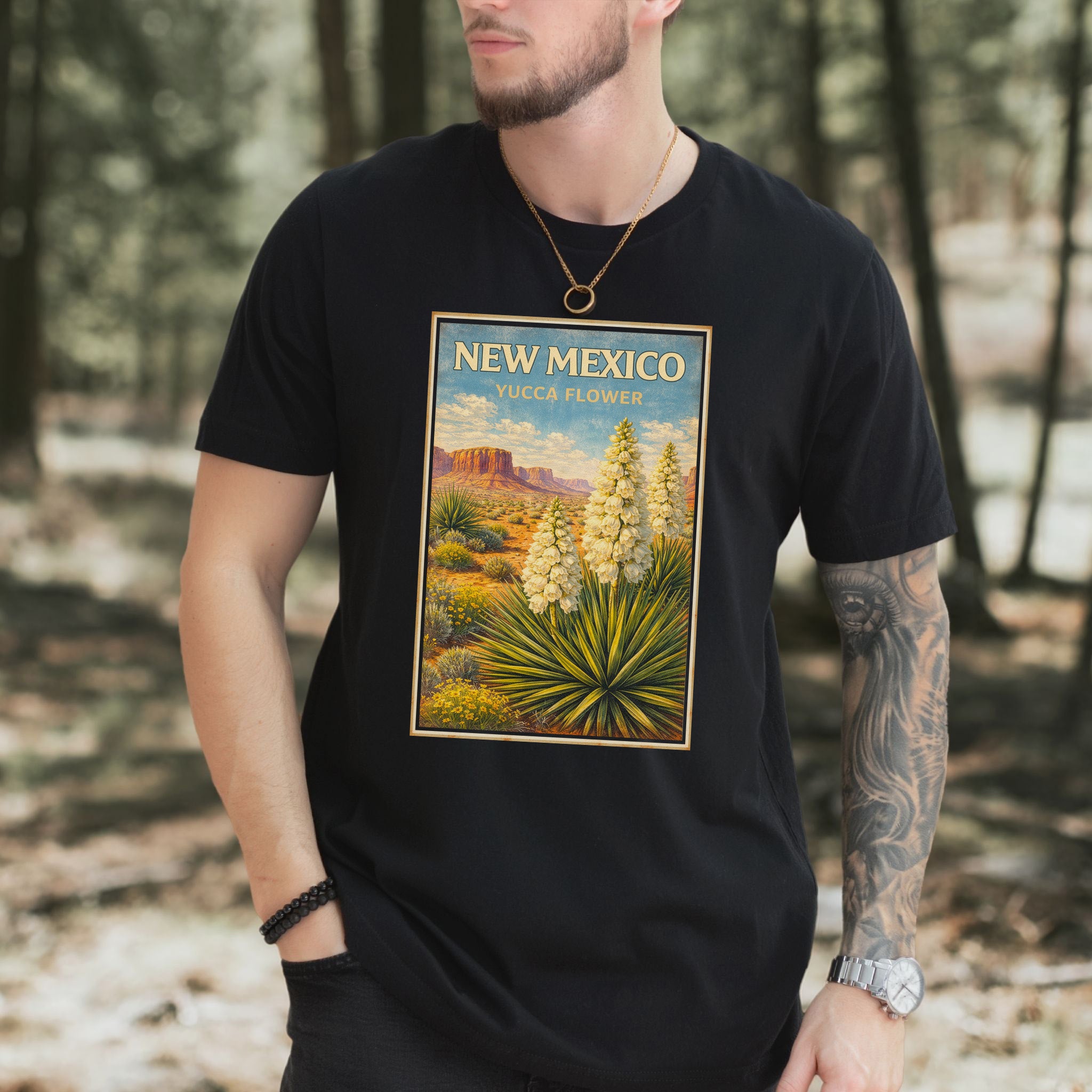 New Mexico Yucca Flower Desert Botanical Vintage Nature T-Shirt