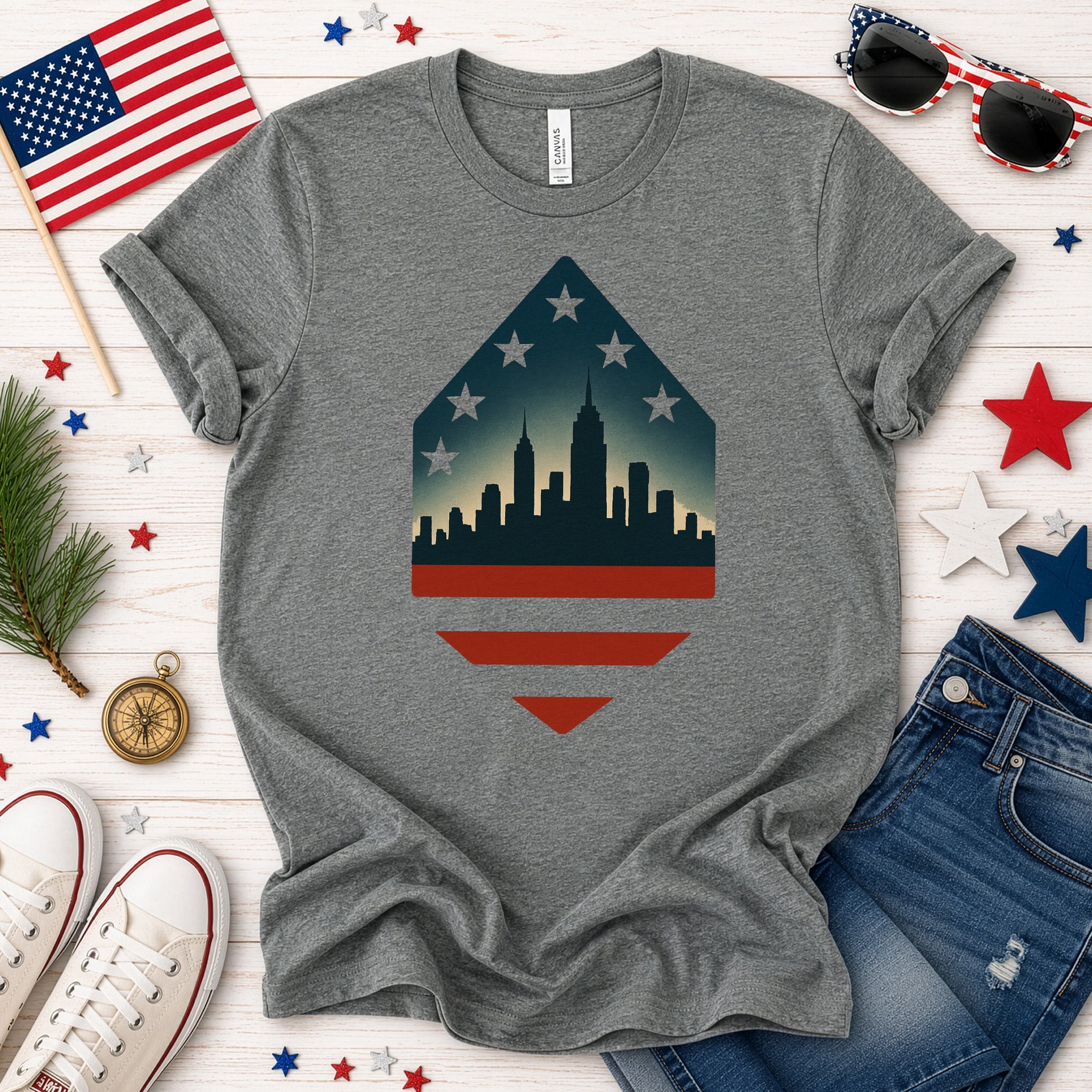 New York City Skyline 4th of July T-Shirt
