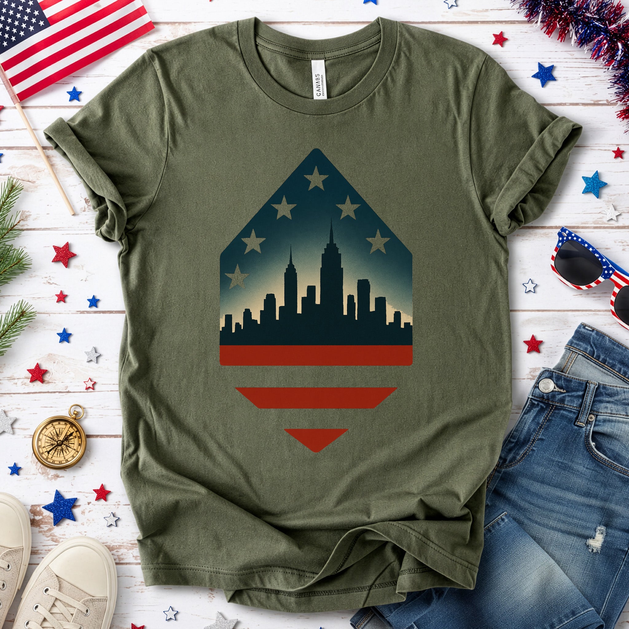 New York City Skyline 4th of July T-Shirt
