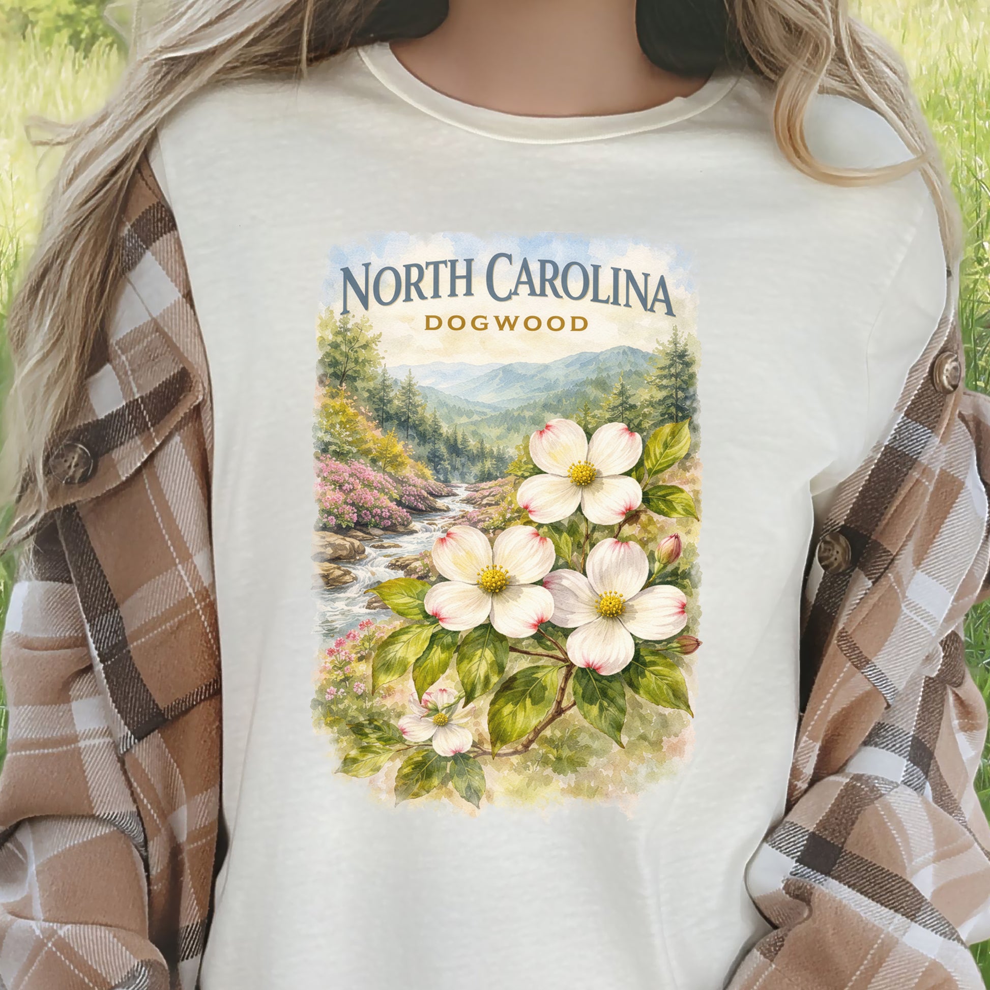 North Carolina Dogwood Mountain Botanical Vintage Nature T-Shirt