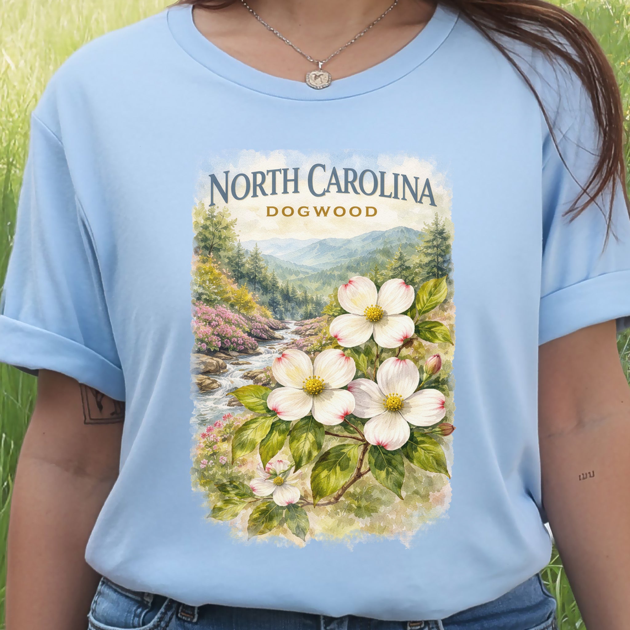 North Carolina Dogwood Mountain Botanical Vintage Nature T-Shirt
