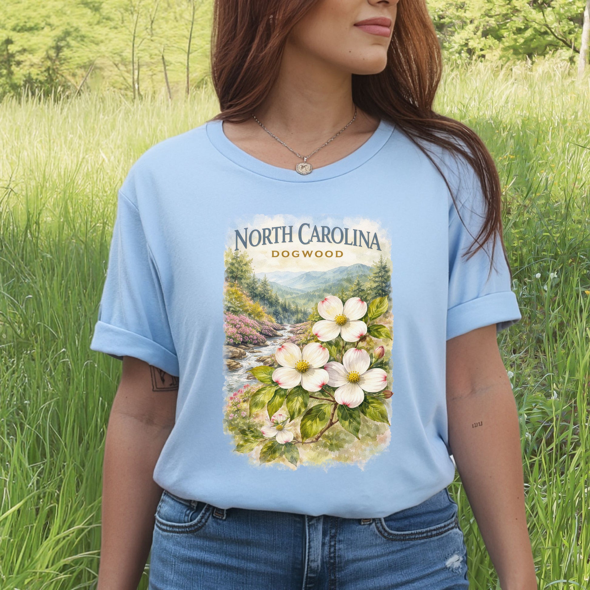 North Carolina Dogwood Mountain Botanical Vintage Nature T-Shirt
