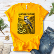 Northern Flicker T-Shirt – Retro Wildflower Birdwatching Vibes