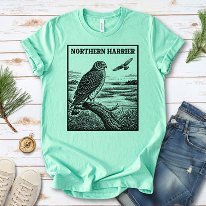 Northern Harrier Vintage Raptor Illustration Birdwatching T-Shirt
