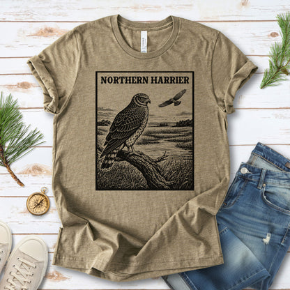 Northern Harrier Vintage Raptor Illustration Birdwatching T-Shirt