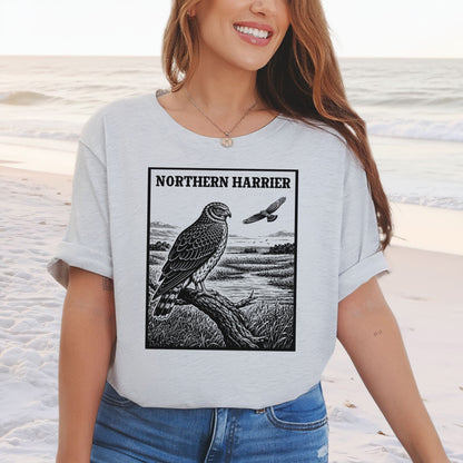 Northern Harrier Vintage Raptor Illustration Birdwatching T-Shirt