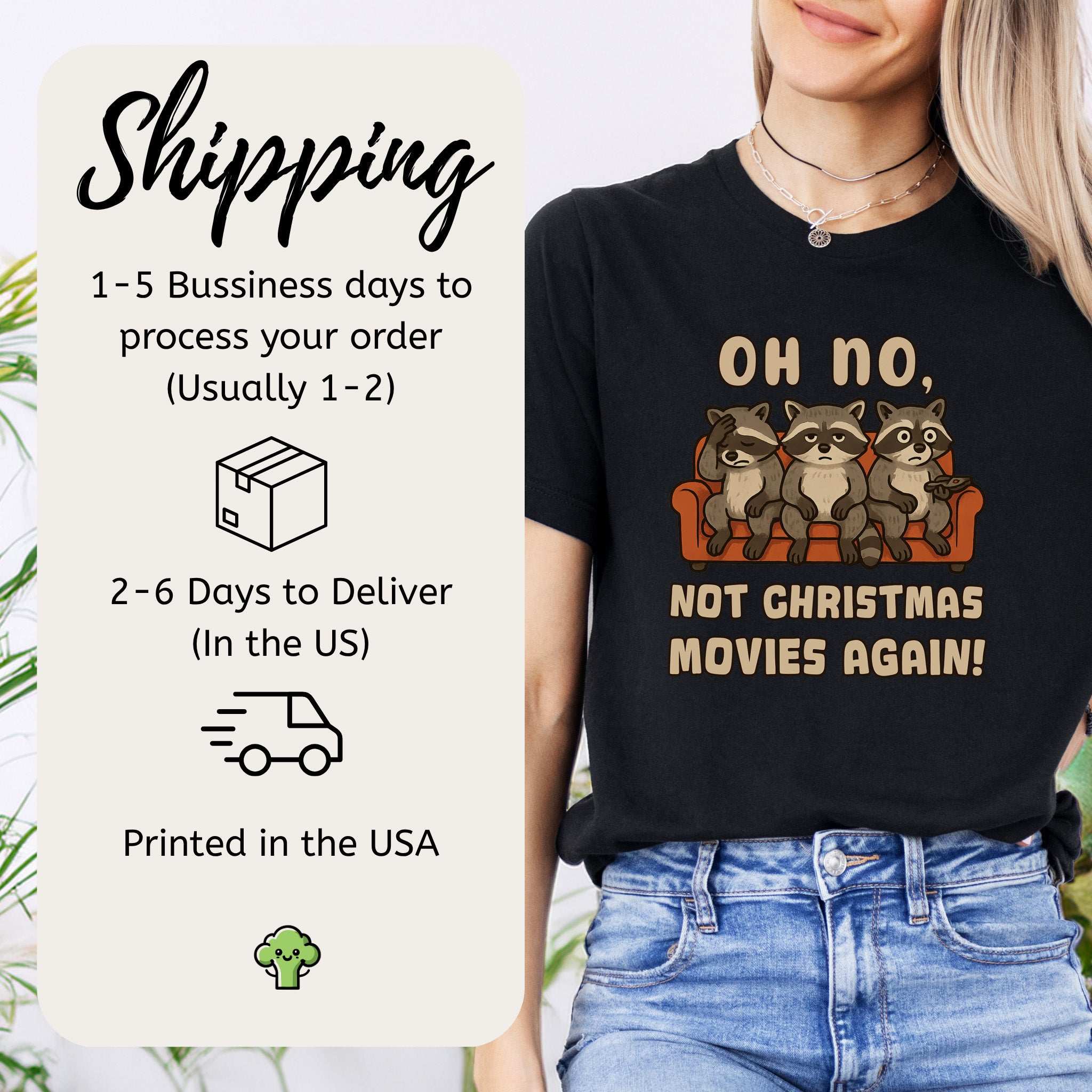 Not Christmas Movies Again Raccoon T-Shirt – Funny Holiday Movie Tee