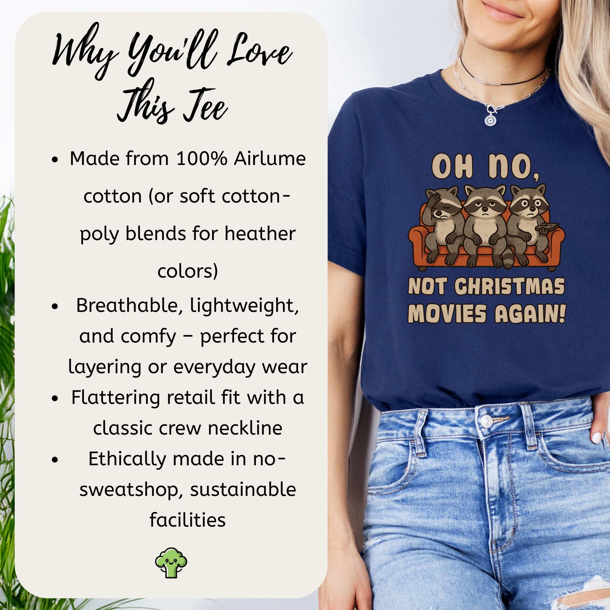 Not Christmas Movies Again Raccoon T-Shirt – Funny Holiday Movie Tee