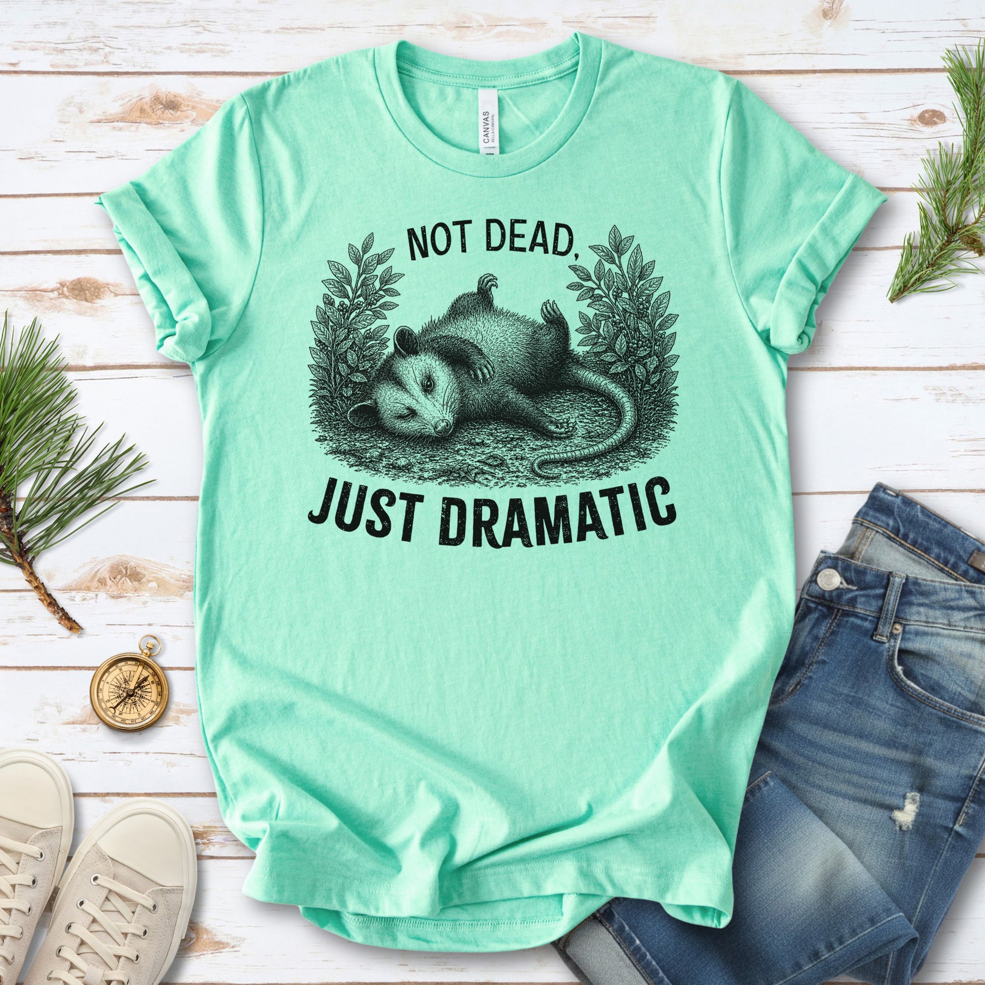 Not Dead Just Dramatic Funny Opossum Meme Anxiety Humor T-Shirt