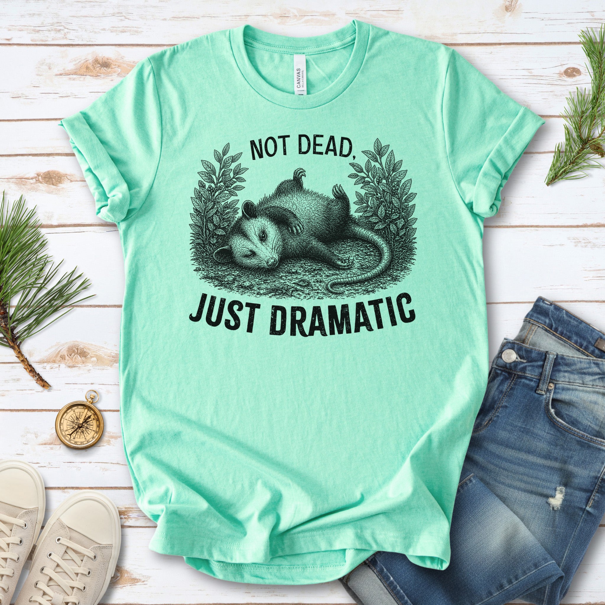 Not Dead Just Dramatic Funny Opossum Meme Anxiety Humor T-Shirt