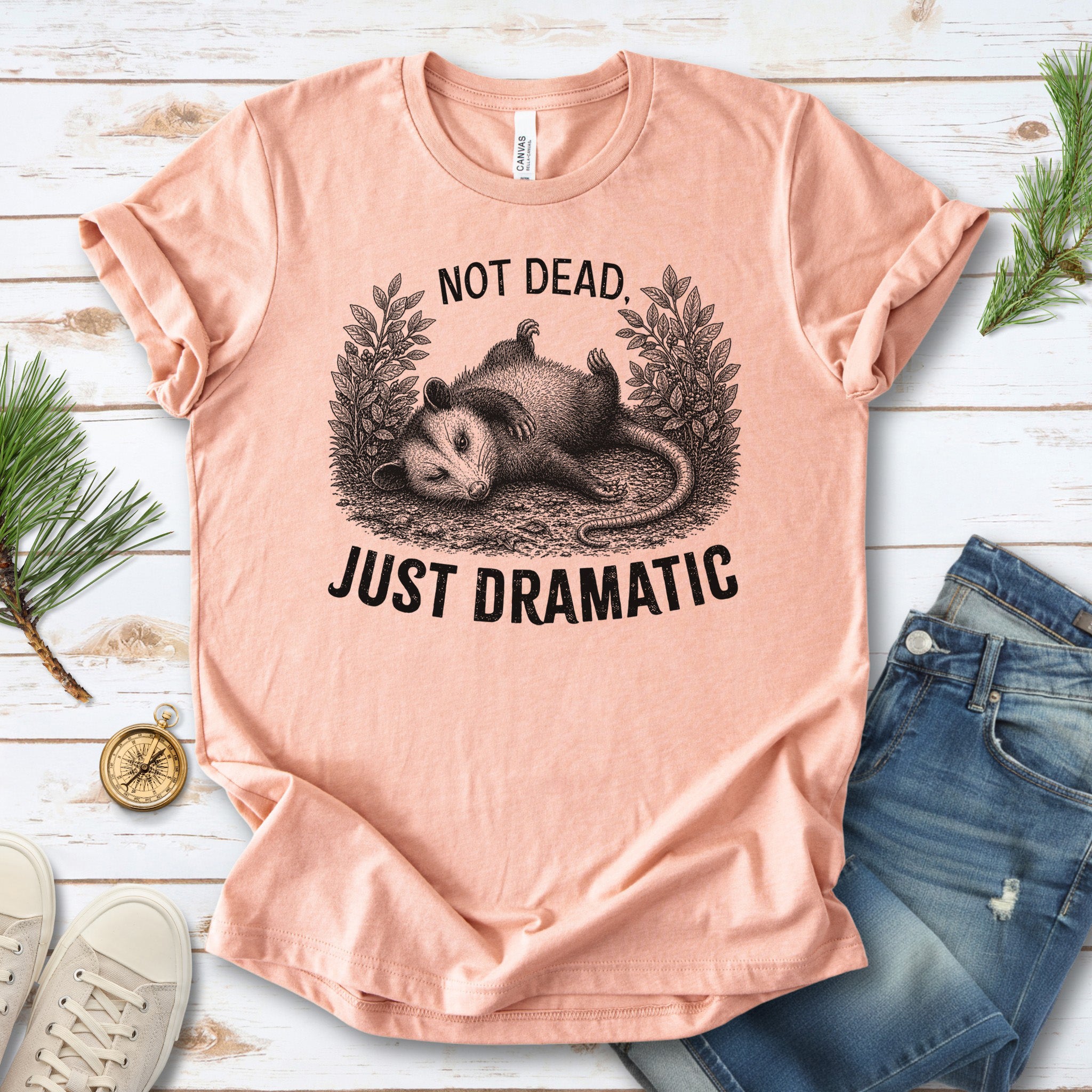 Not Dead Just Dramatic Funny Opossum Meme Anxiety Humor T-Shirt