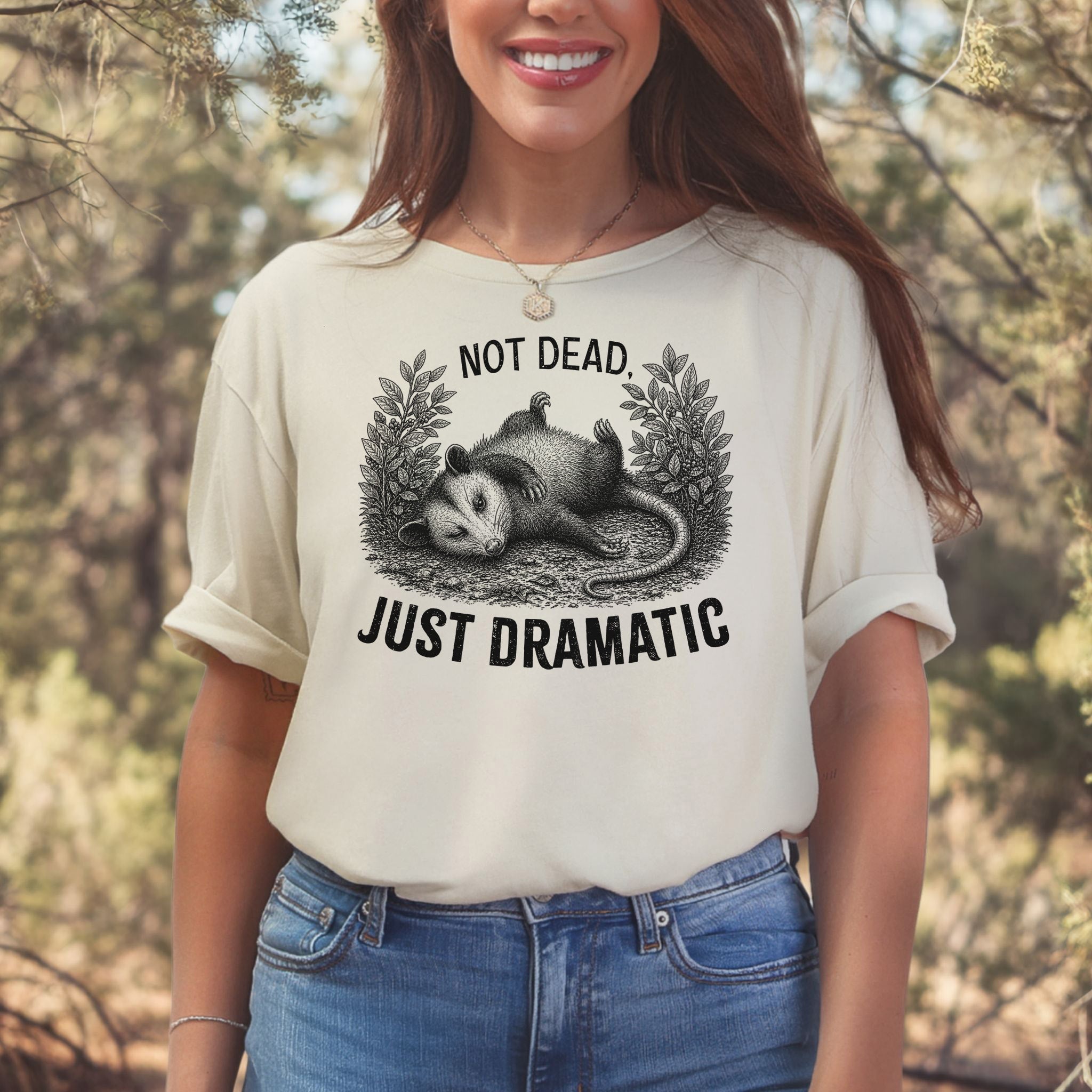 Not Dead Just Dramatic Funny Opossum Meme Anxiety Humor T-Shirt
