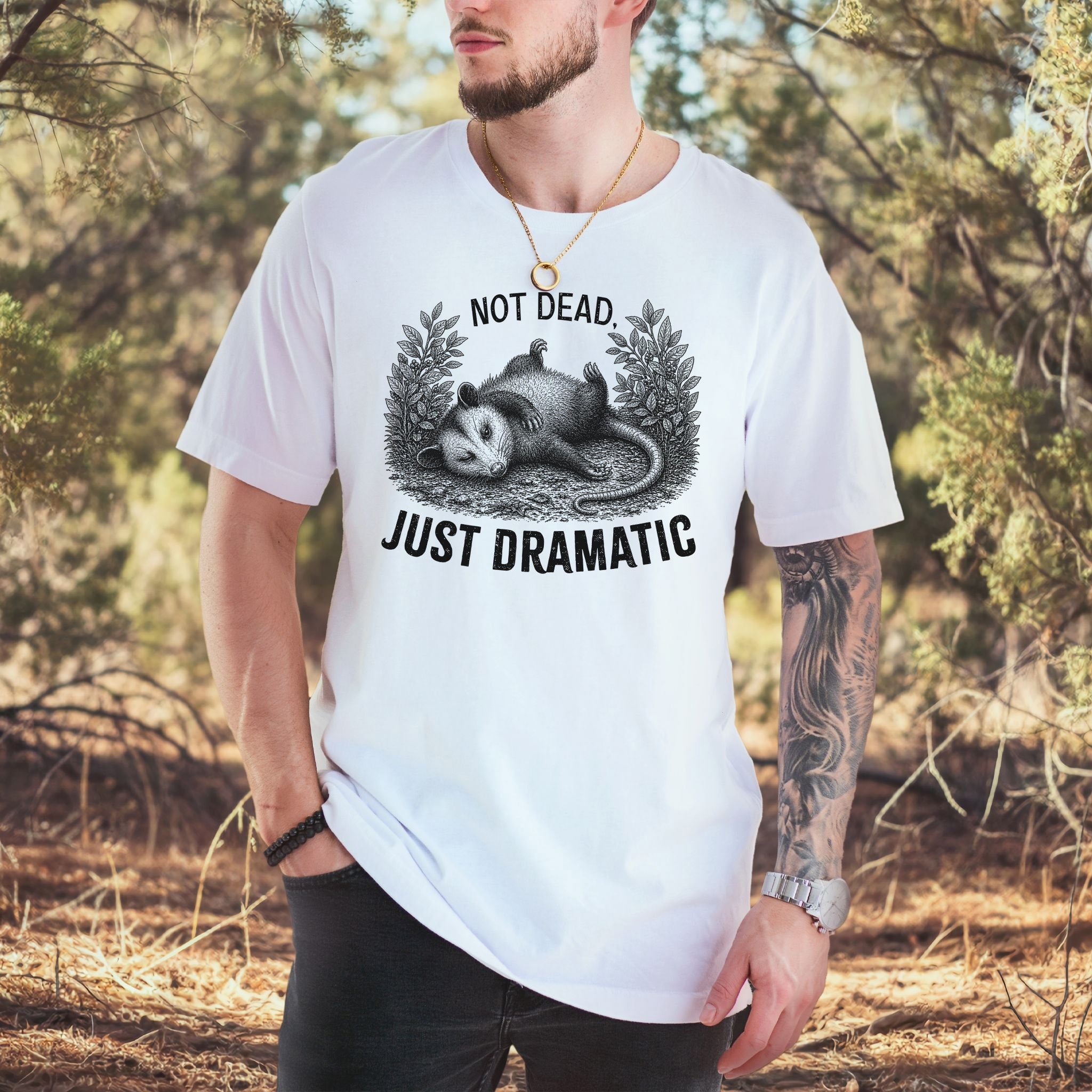 Not Dead Just Dramatic Funny Opossum Meme Anxiety Humor T-Shirt