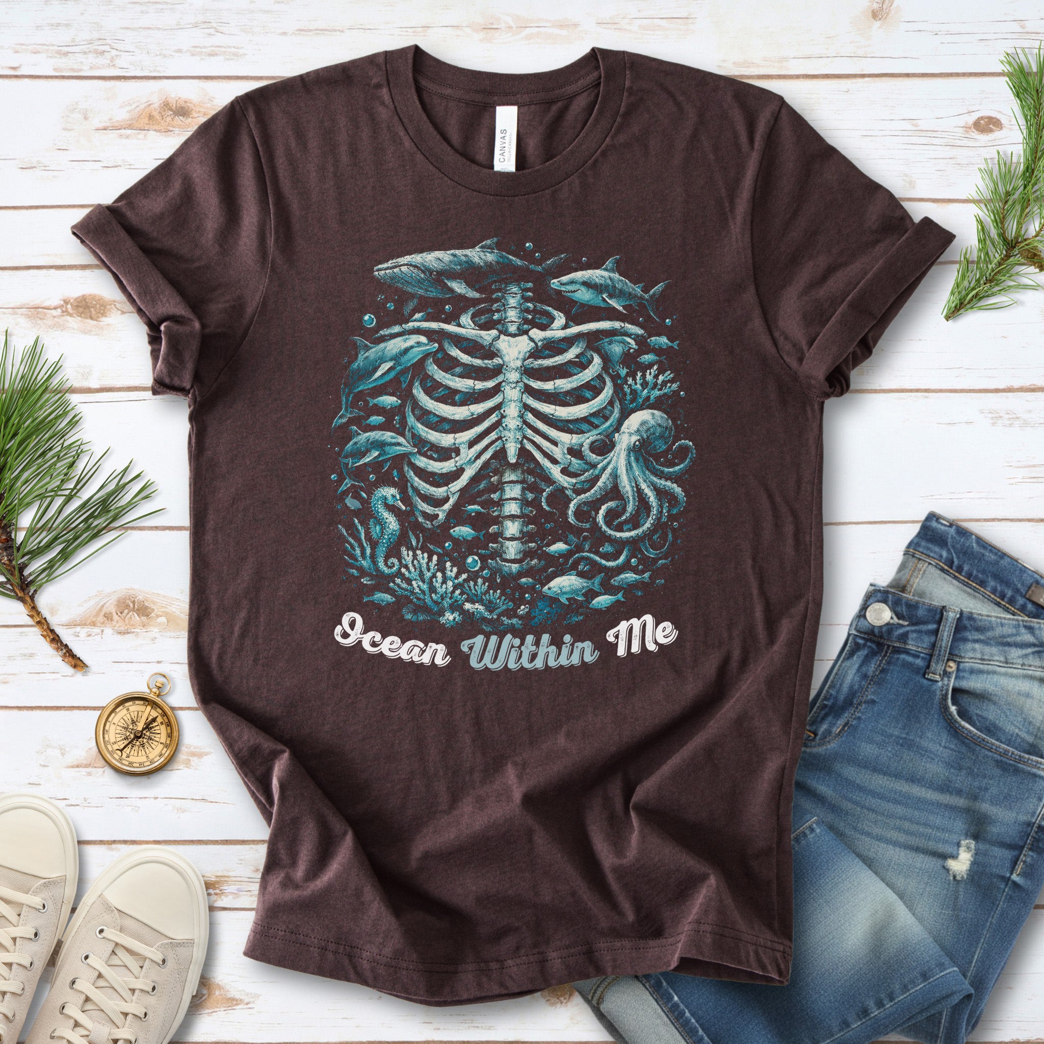 Ocean Within Me Vintage Sea Life Skeleton T-Shirt