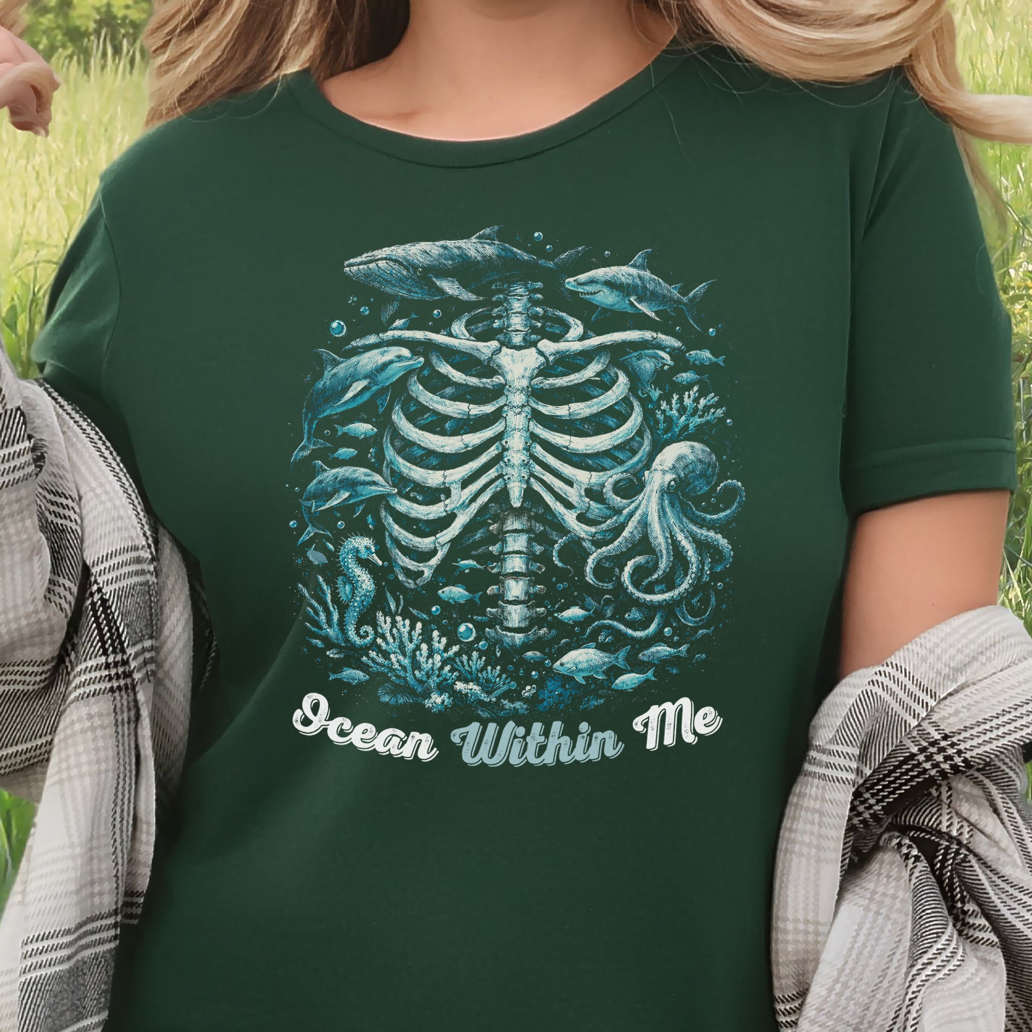 Ocean Within Me Vintage Sea Life Skeleton T-Shirt