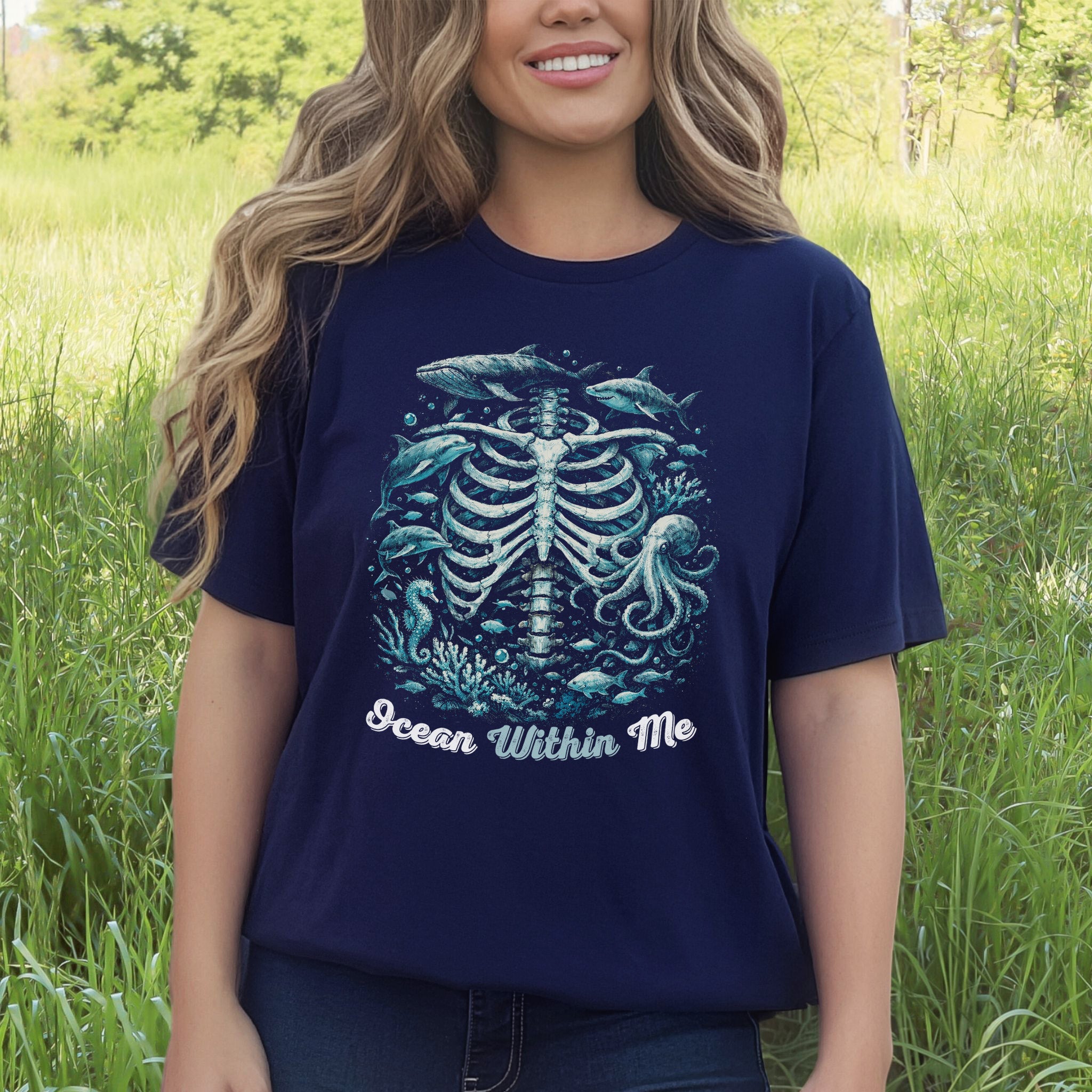 Ocean Within Me Vintage Sea Life Skeleton T-Shirt