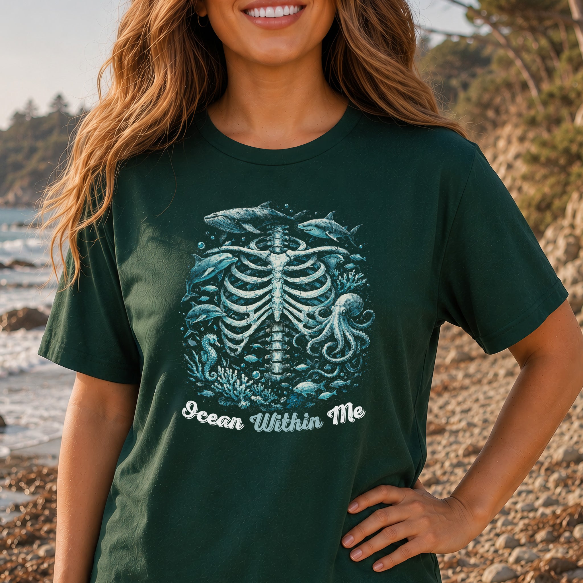Ocean Within Me Vintage Sea Life Skeleton T-Shirt