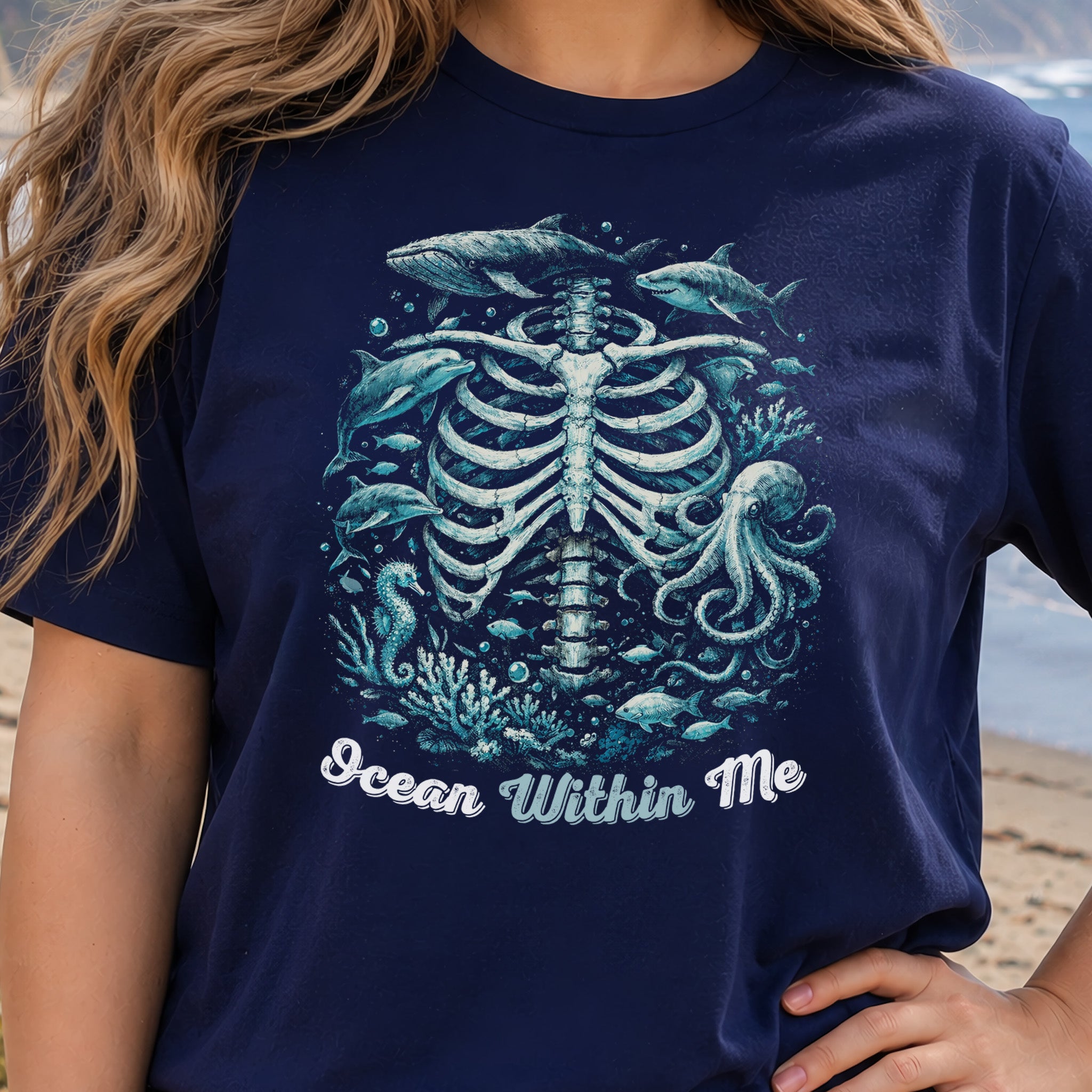 Ocean Within Me Vintage Sea Life Skeleton T-Shirt