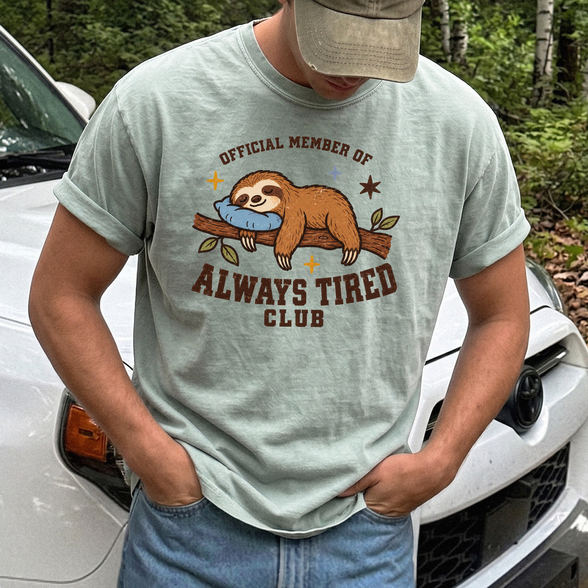 Always Tired Club Comfort Colors Shirt – Sleepy Sloth Tee
