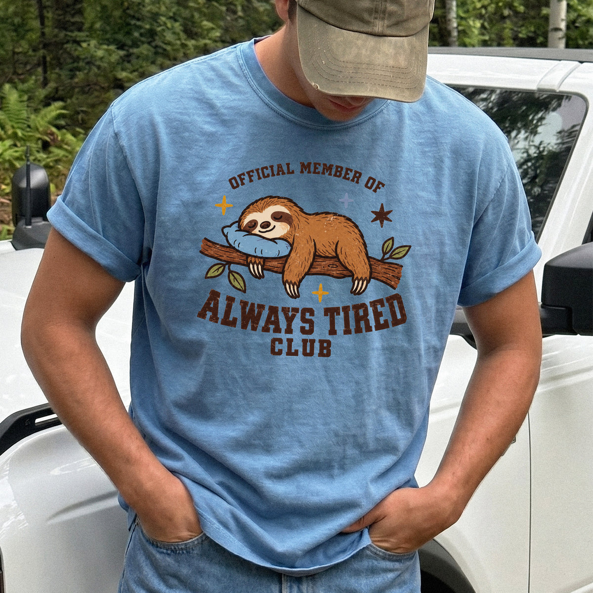 Always Tired Club Comfort Colors Shirt – Sleepy Sloth Tee