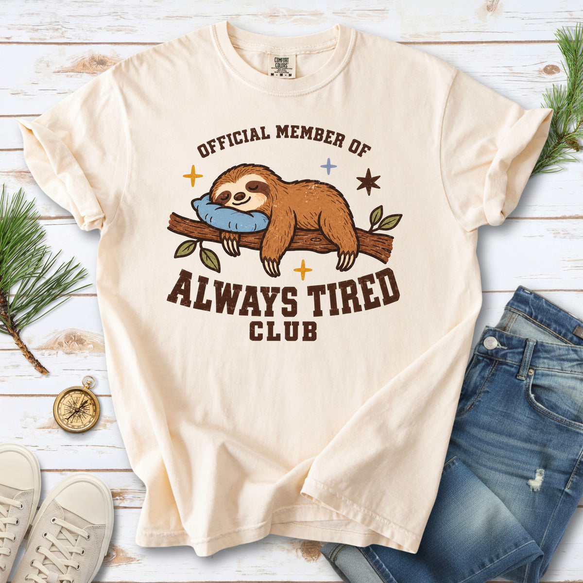 Always Tired Club Comfort Colors Shirt – Sleepy Sloth Tee
