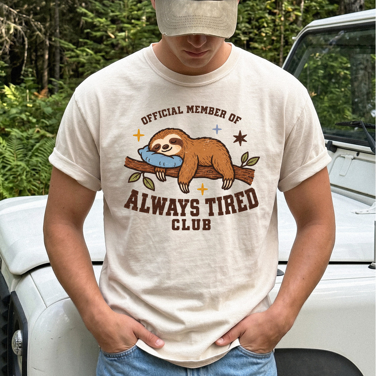 Always Tired Club Comfort Colors Shirt – Sleepy Sloth Tee