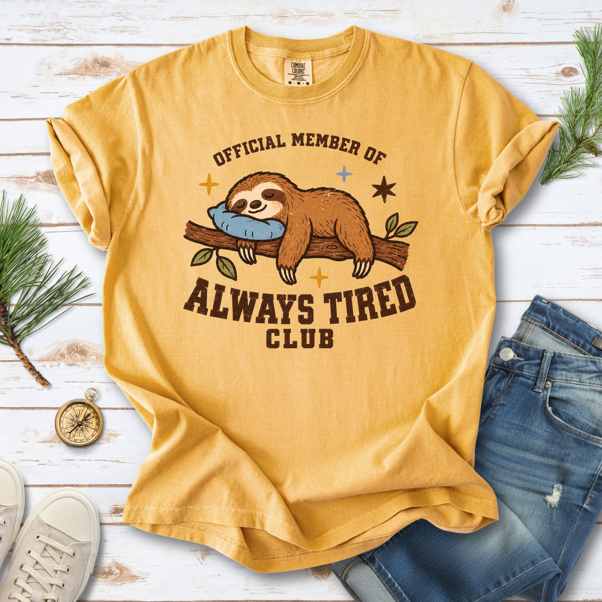 Always Tired Club Comfort Colors Shirt – Sleepy Sloth Tee