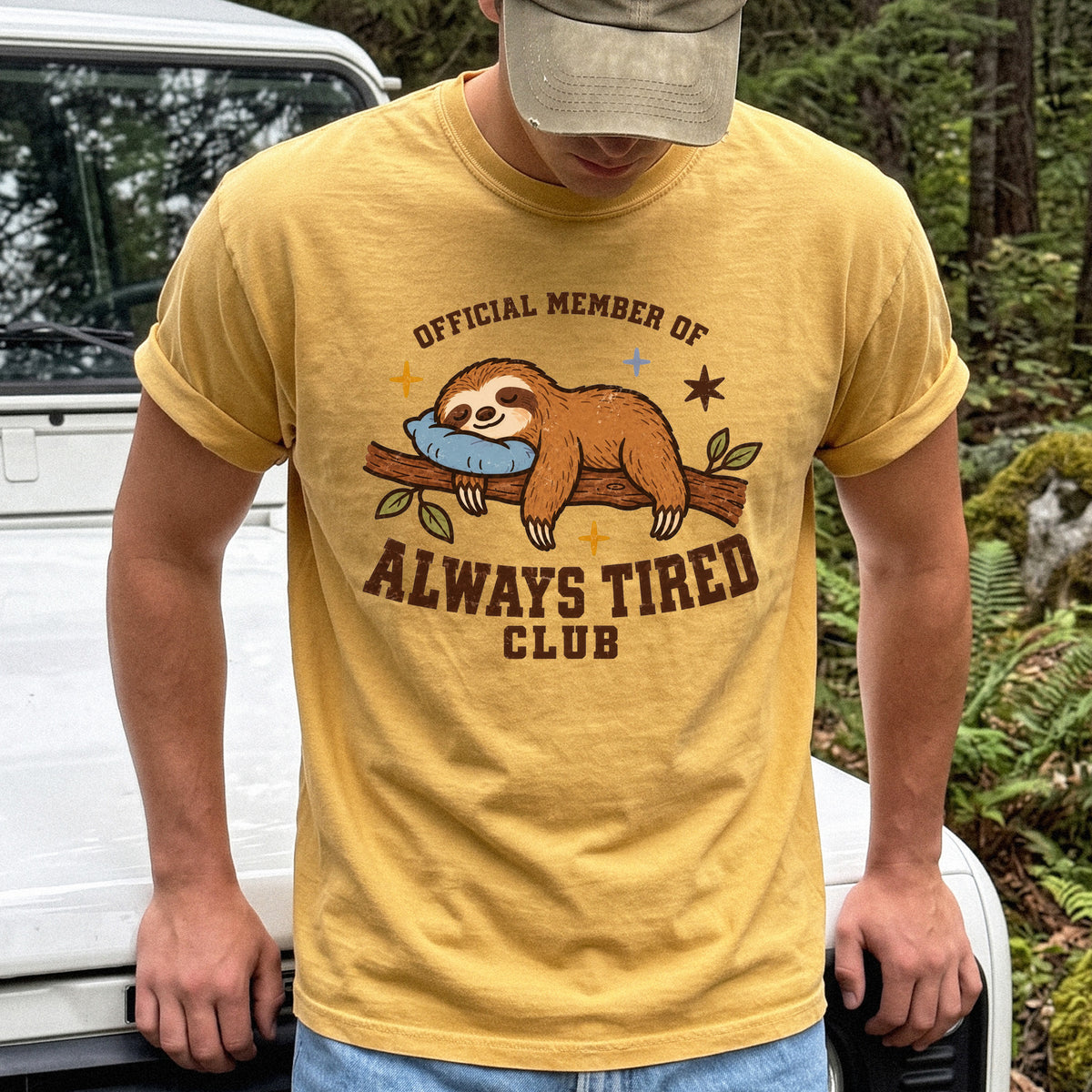 Always Tired Club Comfort Colors Shirt – Sleepy Sloth Tee