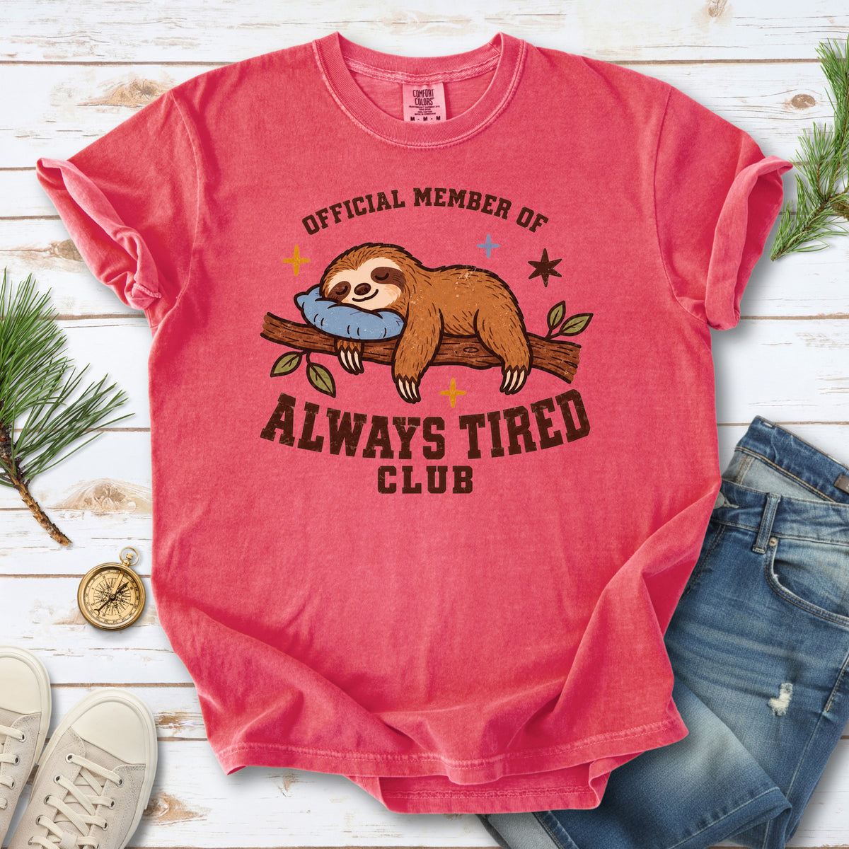 Always Tired Club Comfort Colors Shirt – Sleepy Sloth Tee