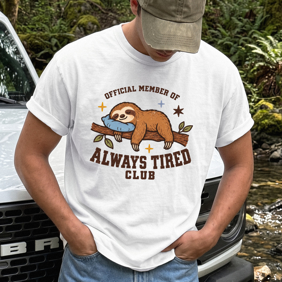 Always Tired Club Comfort Colors Shirt – Sleepy Sloth Tee