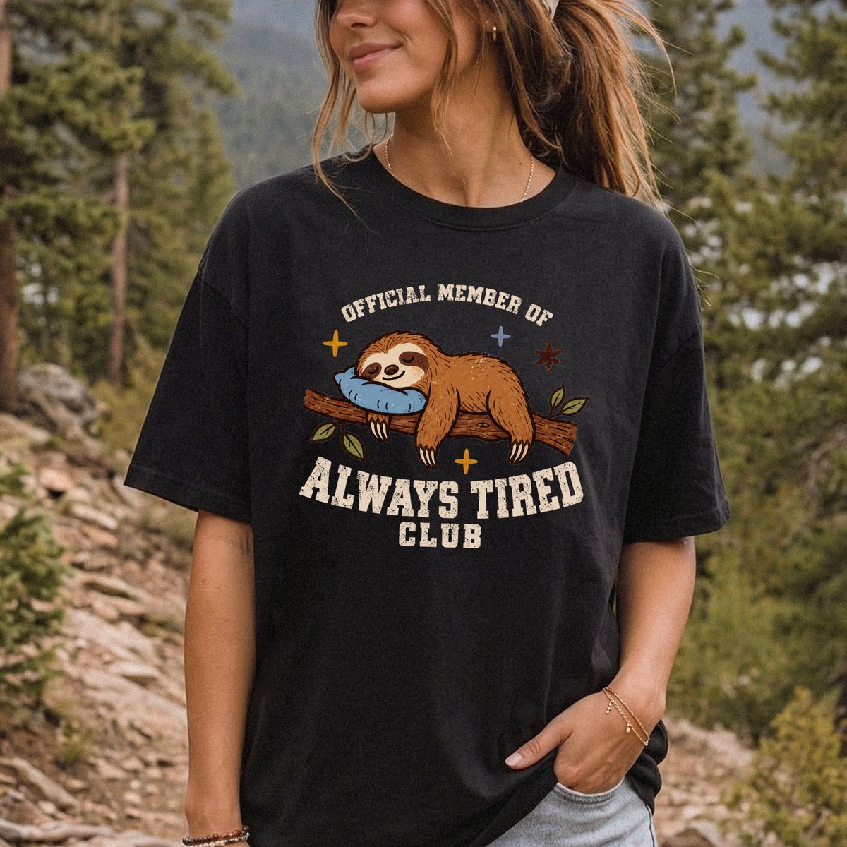 Always Tired Club Comfort Colors Shirt – Sleepy Sloth Tee