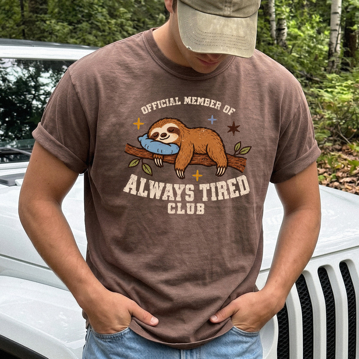 Always Tired Club Comfort Colors Shirt – Sleepy Sloth Tee