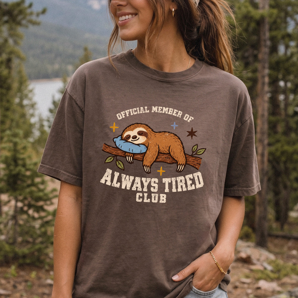 Always Tired Club Comfort Colors Shirt – Sleepy Sloth Tee